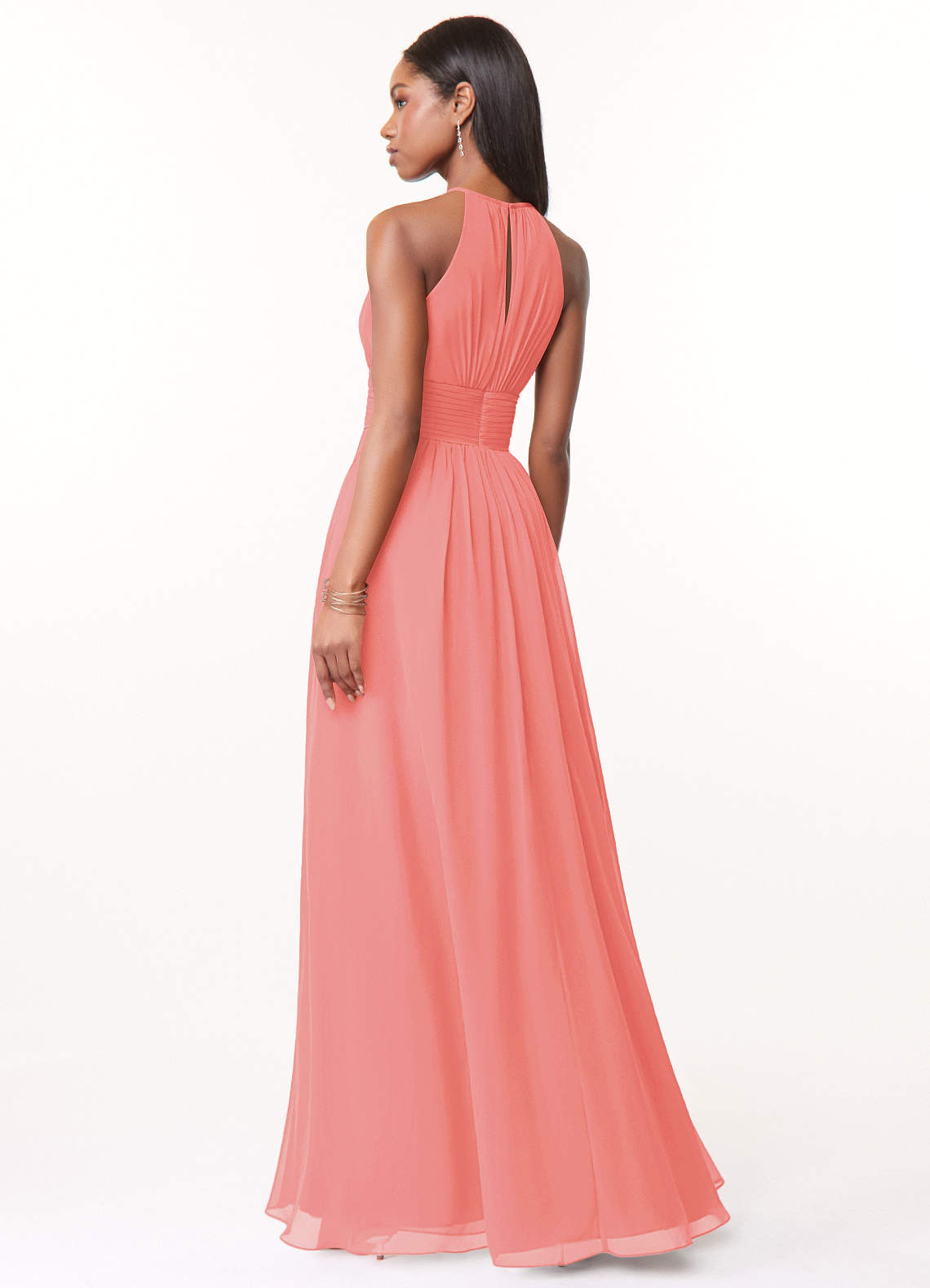 chinese dress ladies V-Neck Floor Length Latest Chiffon Bridesmaid Dress Light Coral Formal  Dress(BM14235) – DaisyFormals-Bridesmaid and Formal Dresses in 59+ Colors main image 0