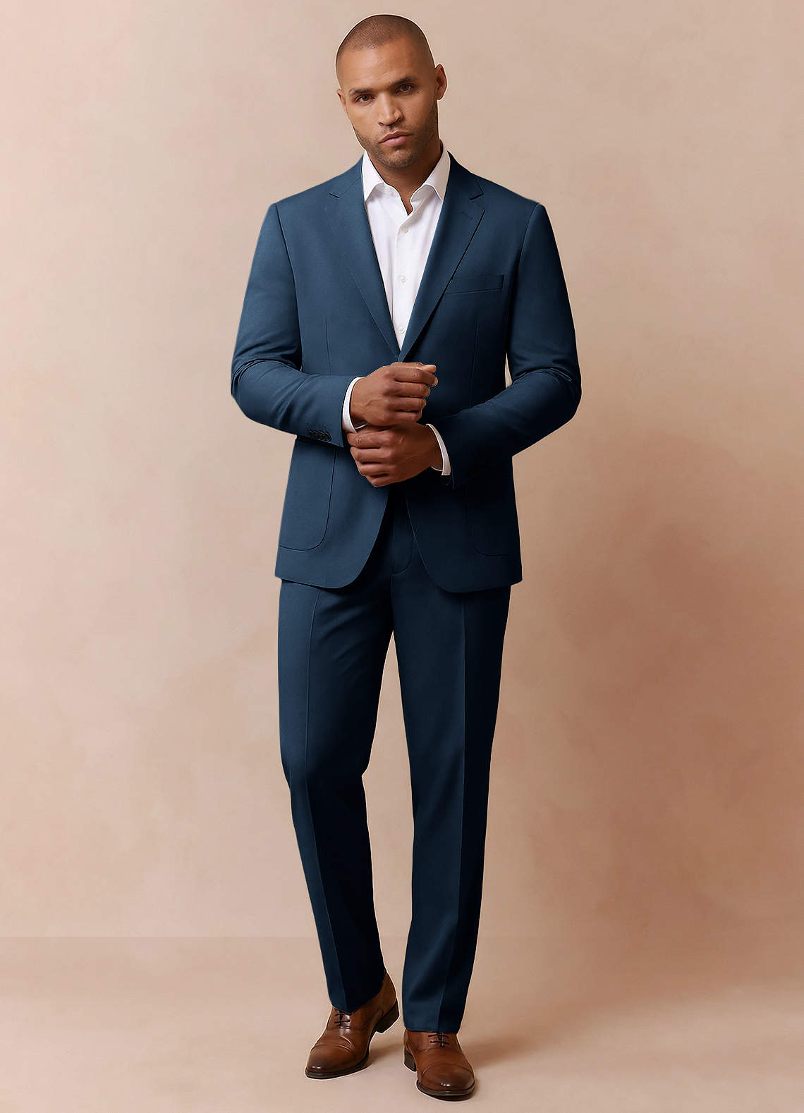 front Owen Azul Marino Oscuro Chaqueta de traje ligera a medida
