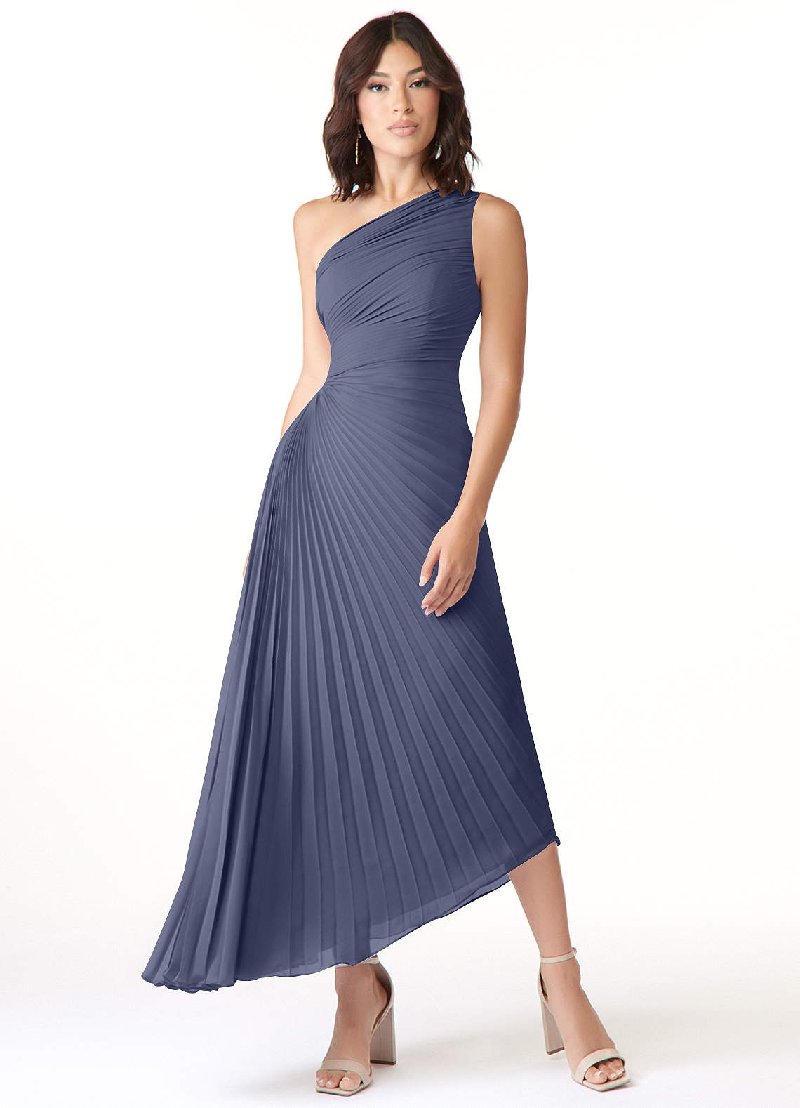 Azazie Kirra Bridesmaid Dresses Stormy A-Line One Shoulder Chiffon Dress image1