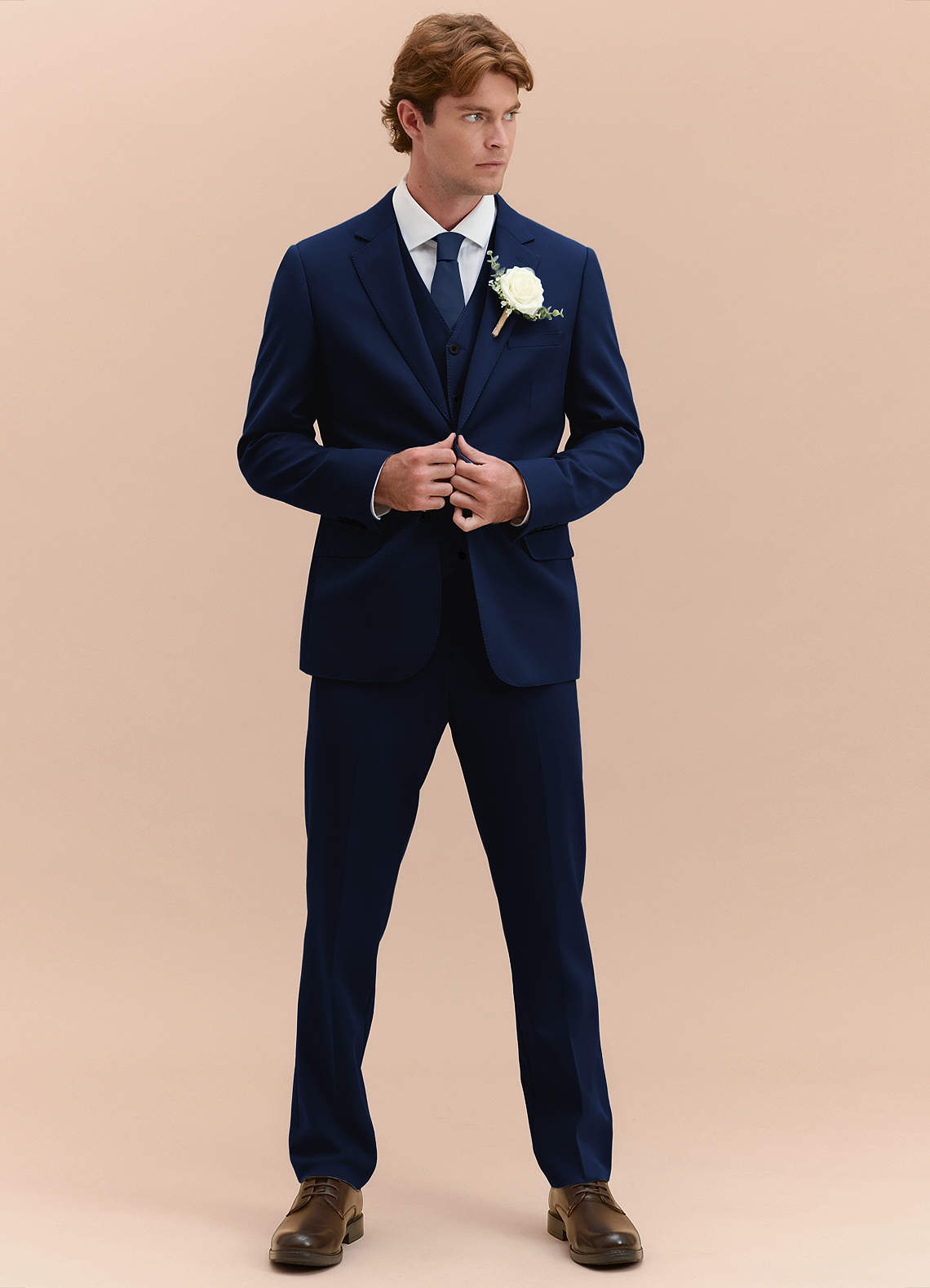 front James Blue Structured Stretch 3-piece suit