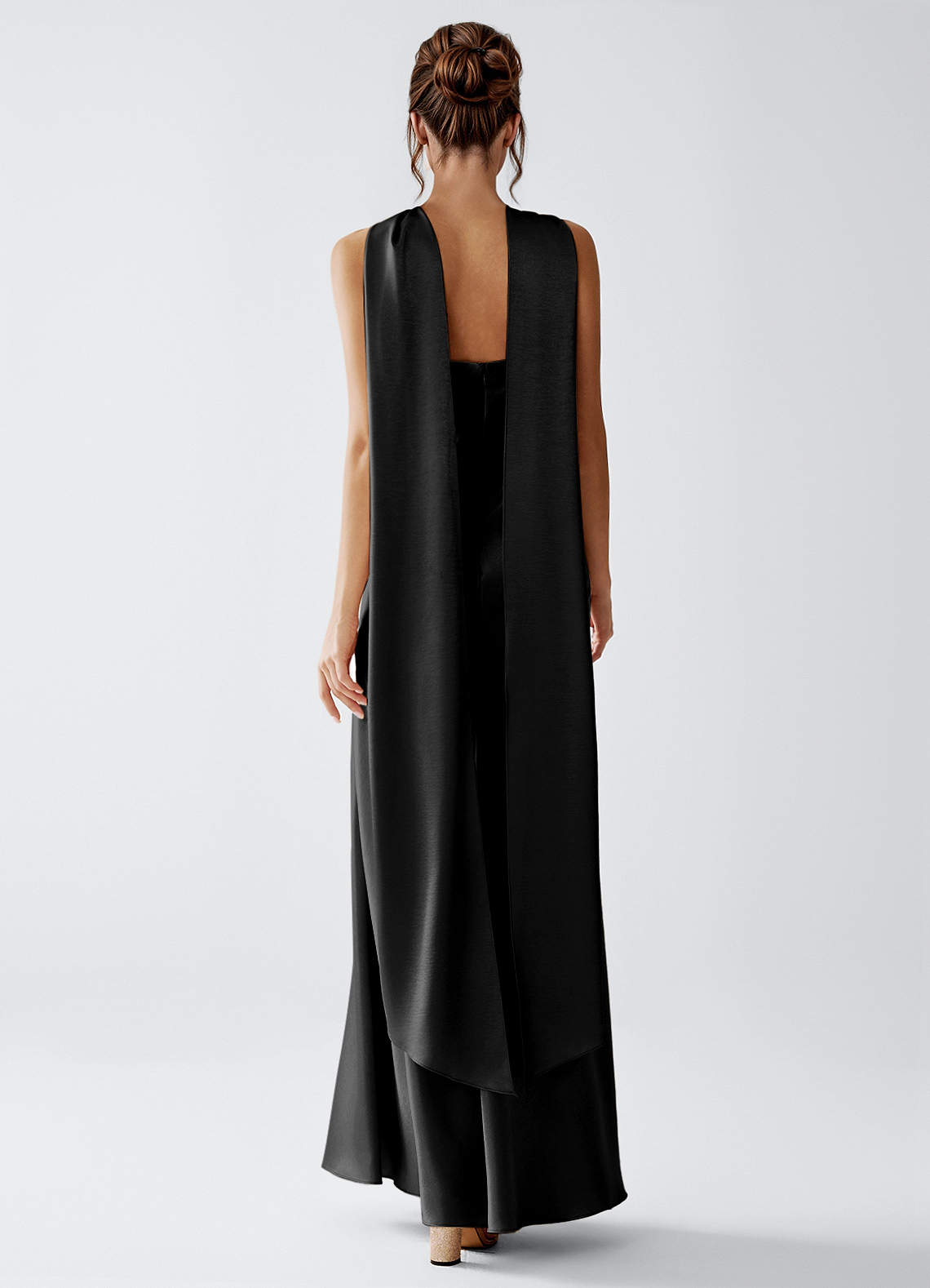 Veronica Black Luminous Satin Maxi Dress image1