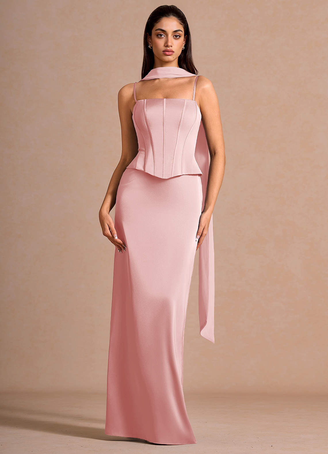 tansy satin maxi dress Anthropologie BHLDN Dress Women 4 ruffled neckline Tansy Satin A Line Maxi