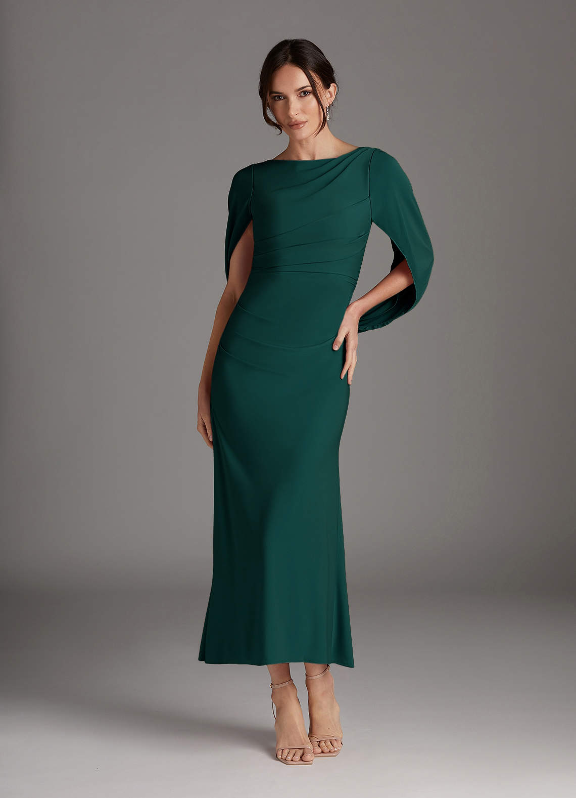 Azazie Bellona Mother of the Bride Dresses Pine Sheath Boatneck Luxe Knit Dress image1