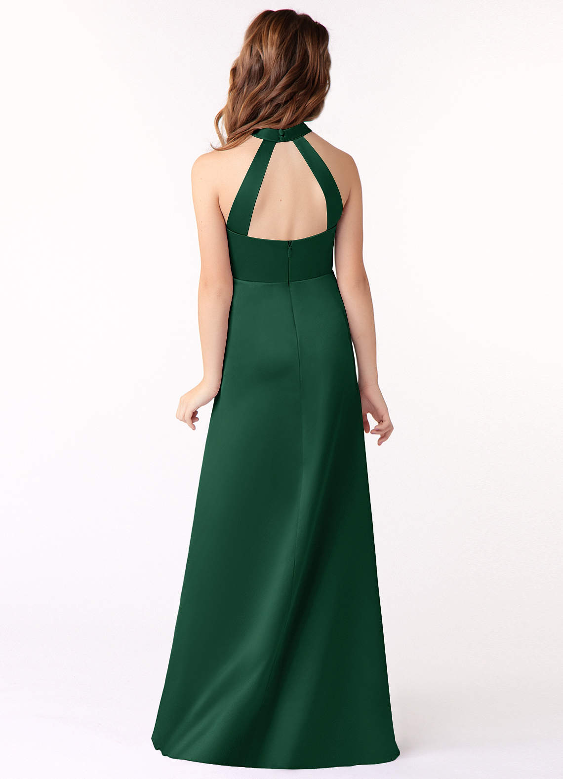 Azazie Laurel Junior Ready to Ship Bridesmaid Dress in Dark Green | Azazie