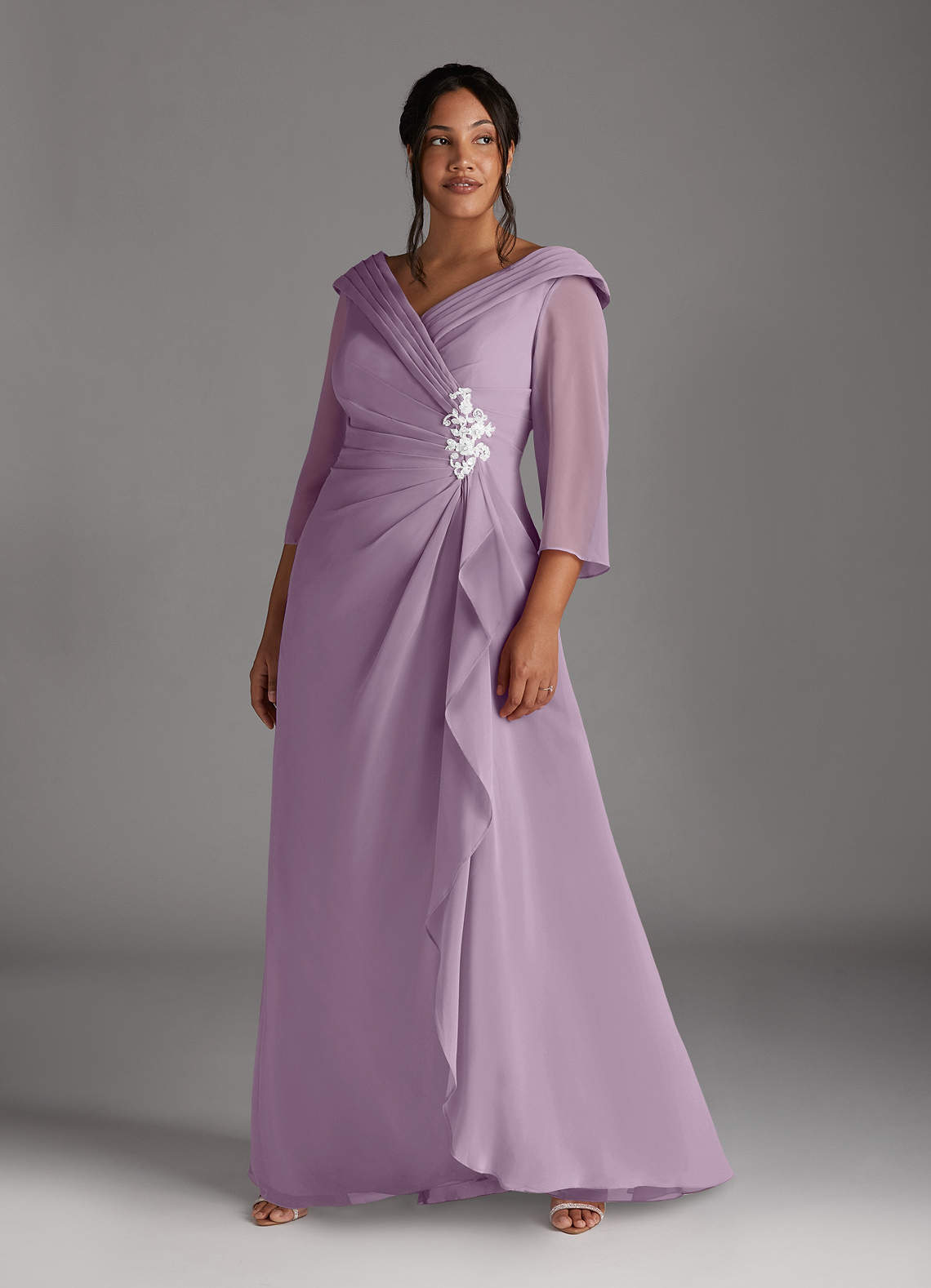 Azazie Jaycee Moeder van de bruid jurken A-Lijn Jurk van Chiffon Blauweregen image1