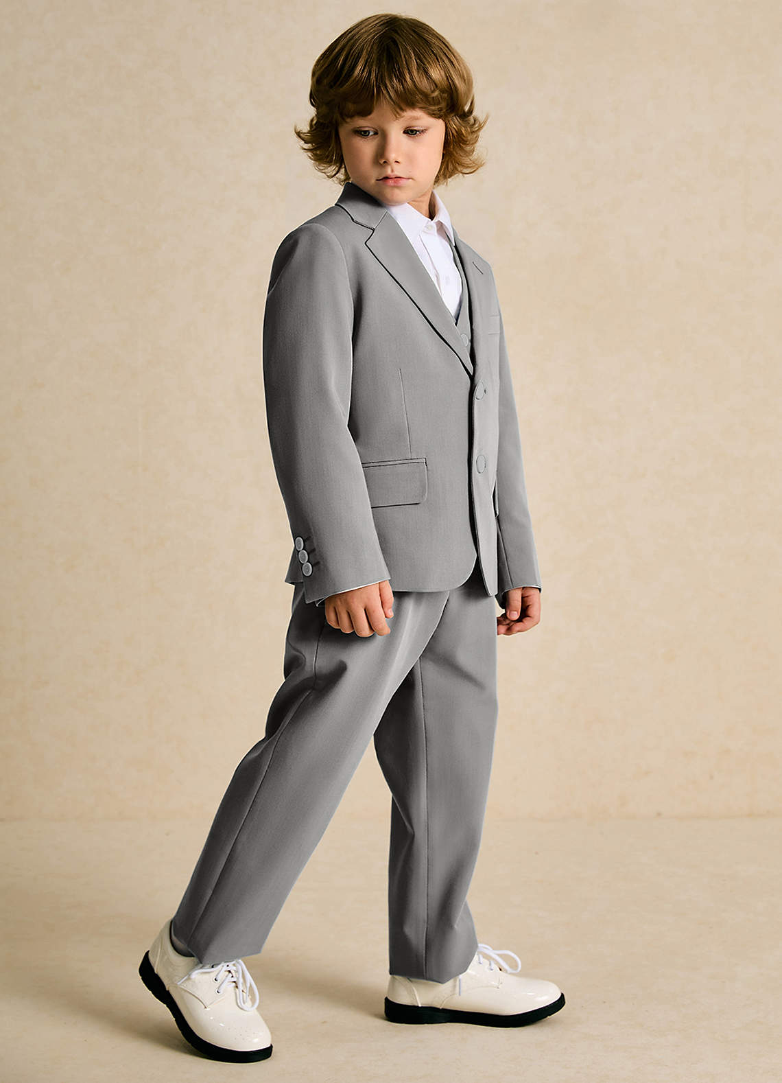 front Oliver Boys Grey 3-Piece Suit