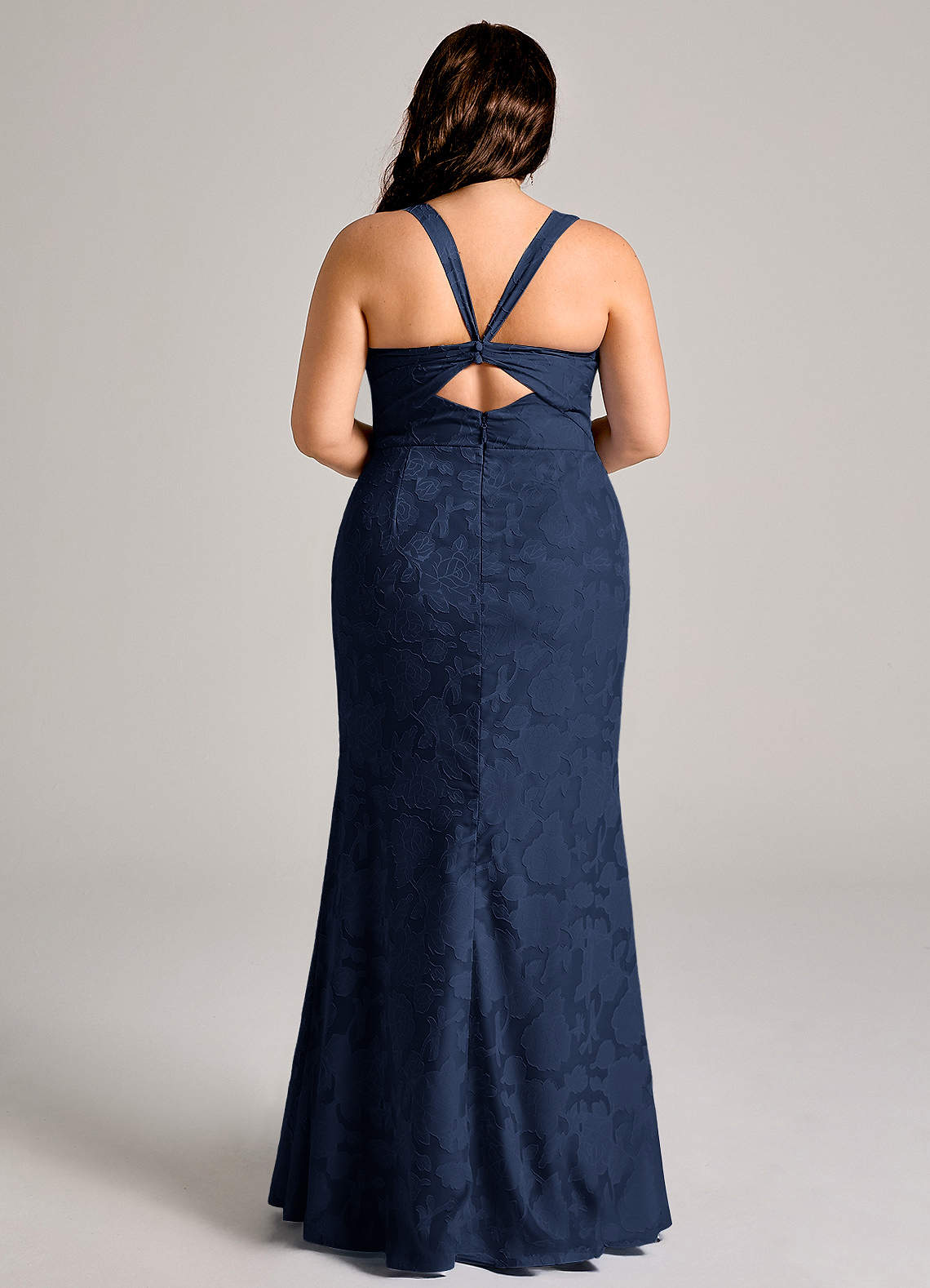 Azazie Mero Bridesmaid Dresses Dark Navy Sheath Pleated Floral Burnout Dress image7