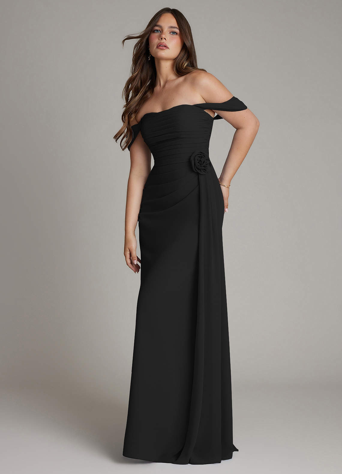 black chiffon off the shoulder dress Chiffon Off-Shoulder Maxi Dress Violet Aurora