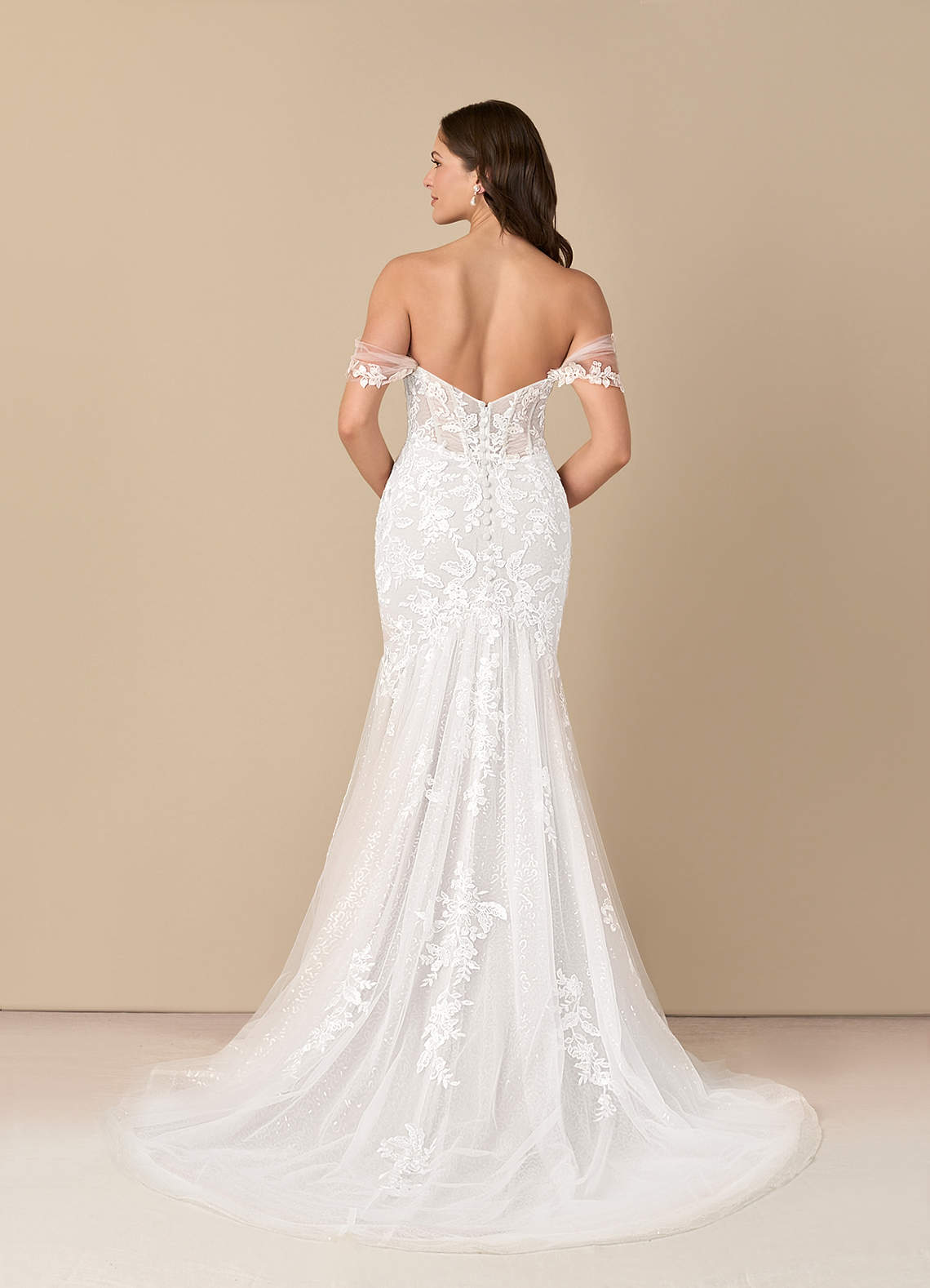 Azazie Leilani Wedding Dresses Diamond White Mermaid Sequins Tulle Dress image3
