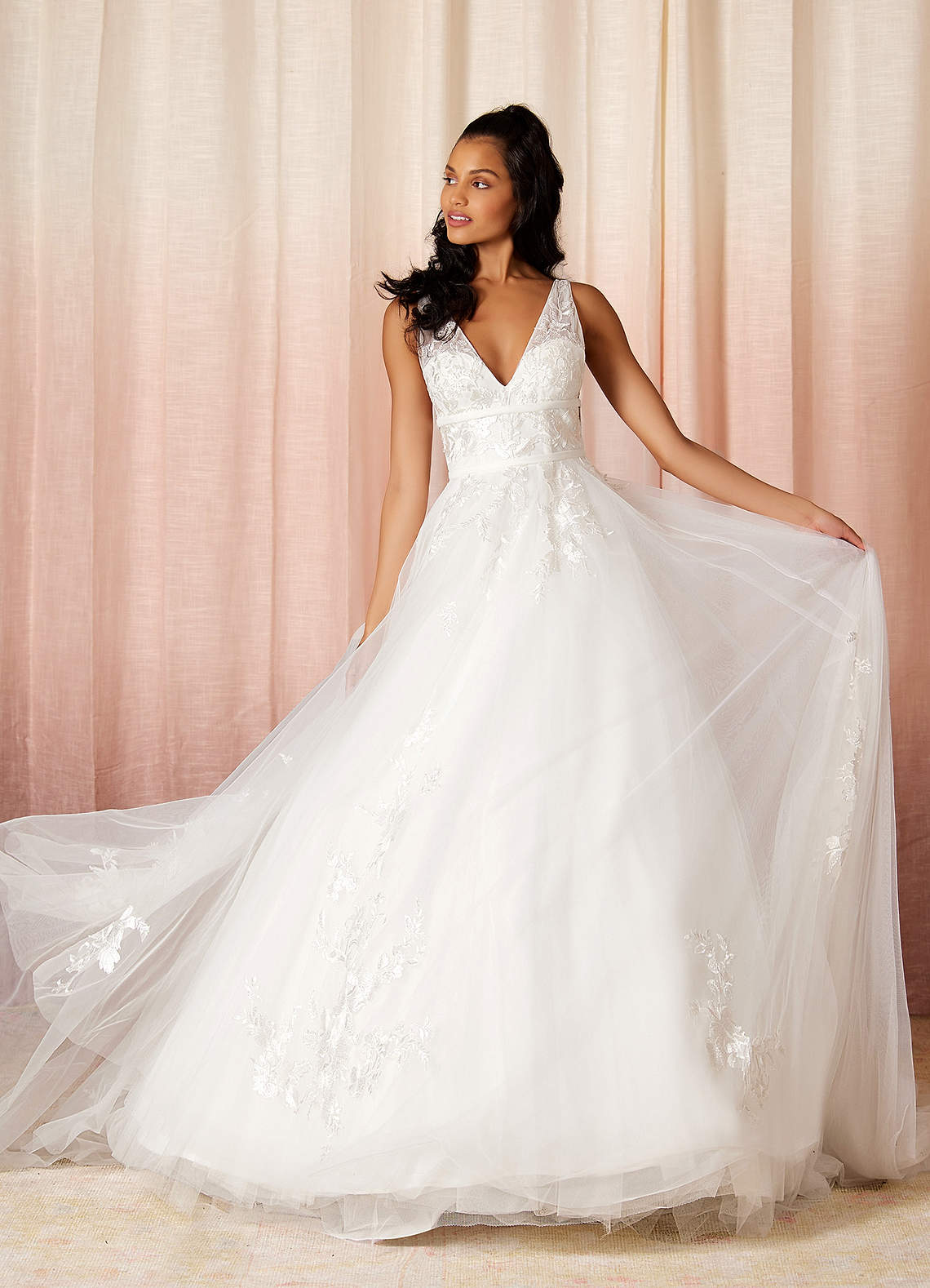Azazie Lafayette Abiti da Sposa Abito A-Line in Tulle Pizzo Bianco Diamante image1