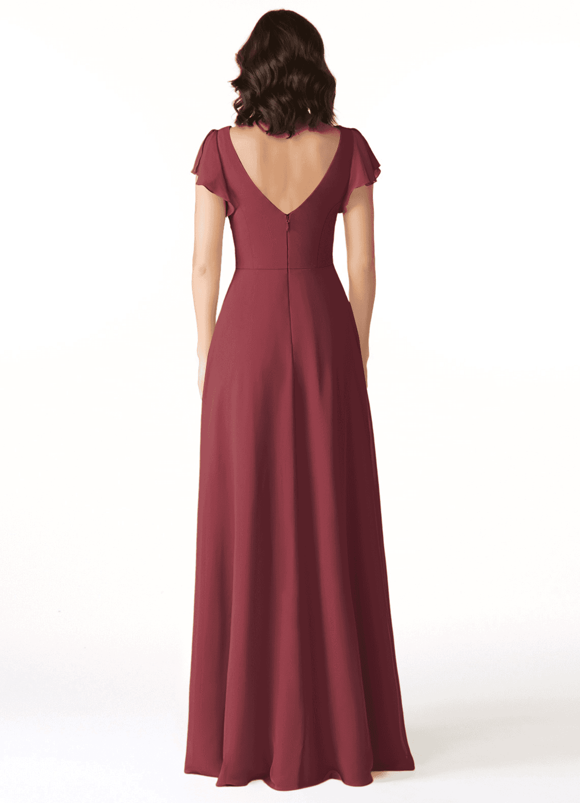 Azazie Omari Bridesmaid Dresses Merlot A-Line Chiffon Dress image1