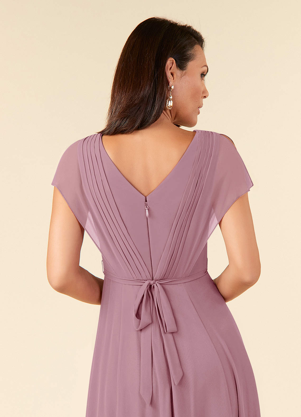 Azazie Palana Mother of the Bride Dresses Vintage Mauve A-Line Lace Chiffon Dress image4