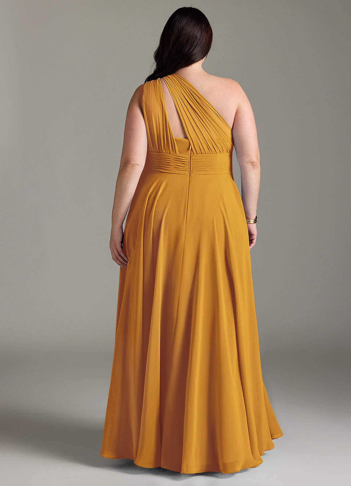 Azazie Charlize Bridesmaid Dresses Butterscotch A-Line One Shoulder Chiffon Dress image7