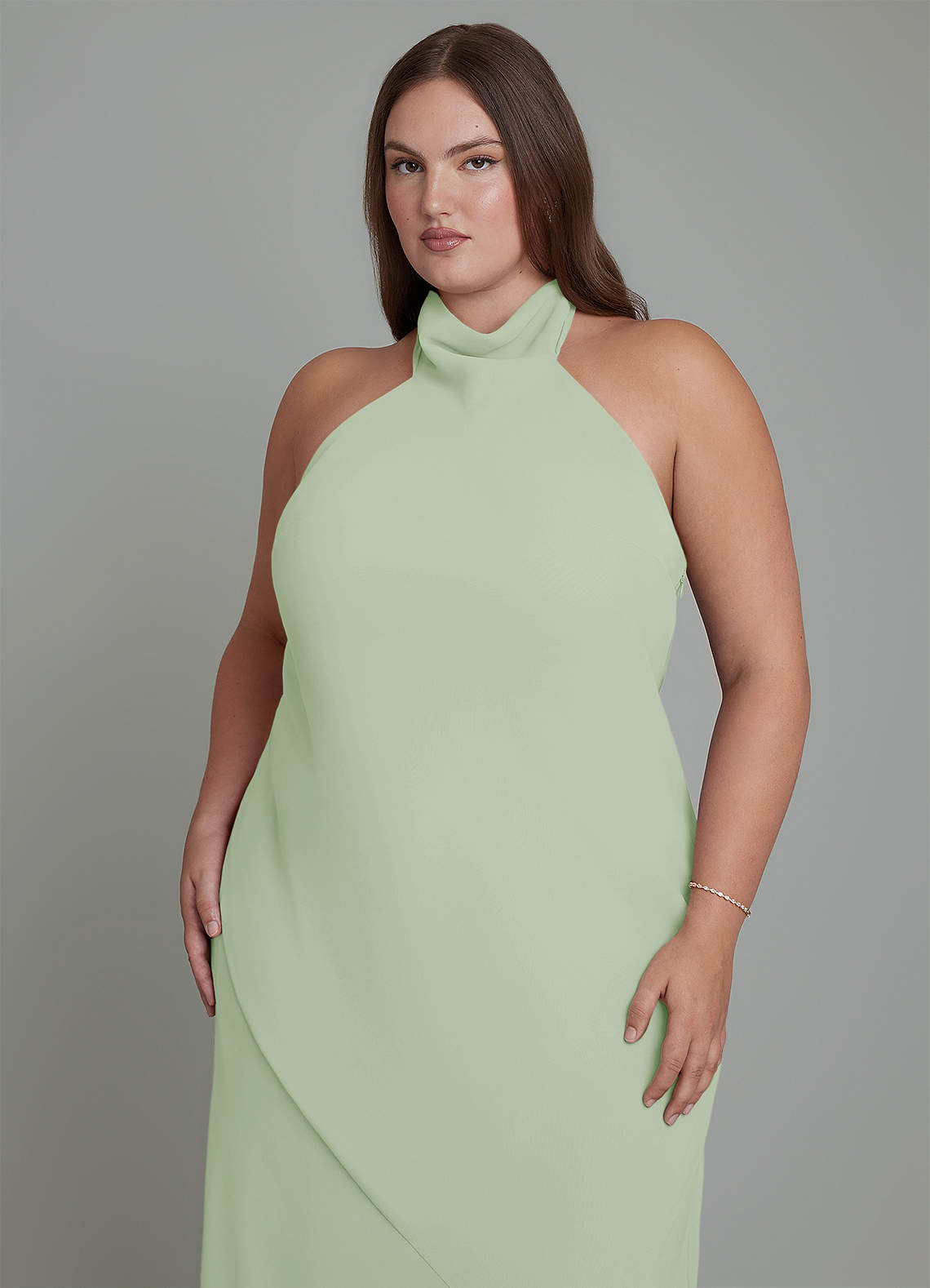 sage green high neck dress Azazie Plus Size Mermaid Halter Floor-Length Chiffon Bridesmaid Dresses 8.5.INCLUSIONS.MD