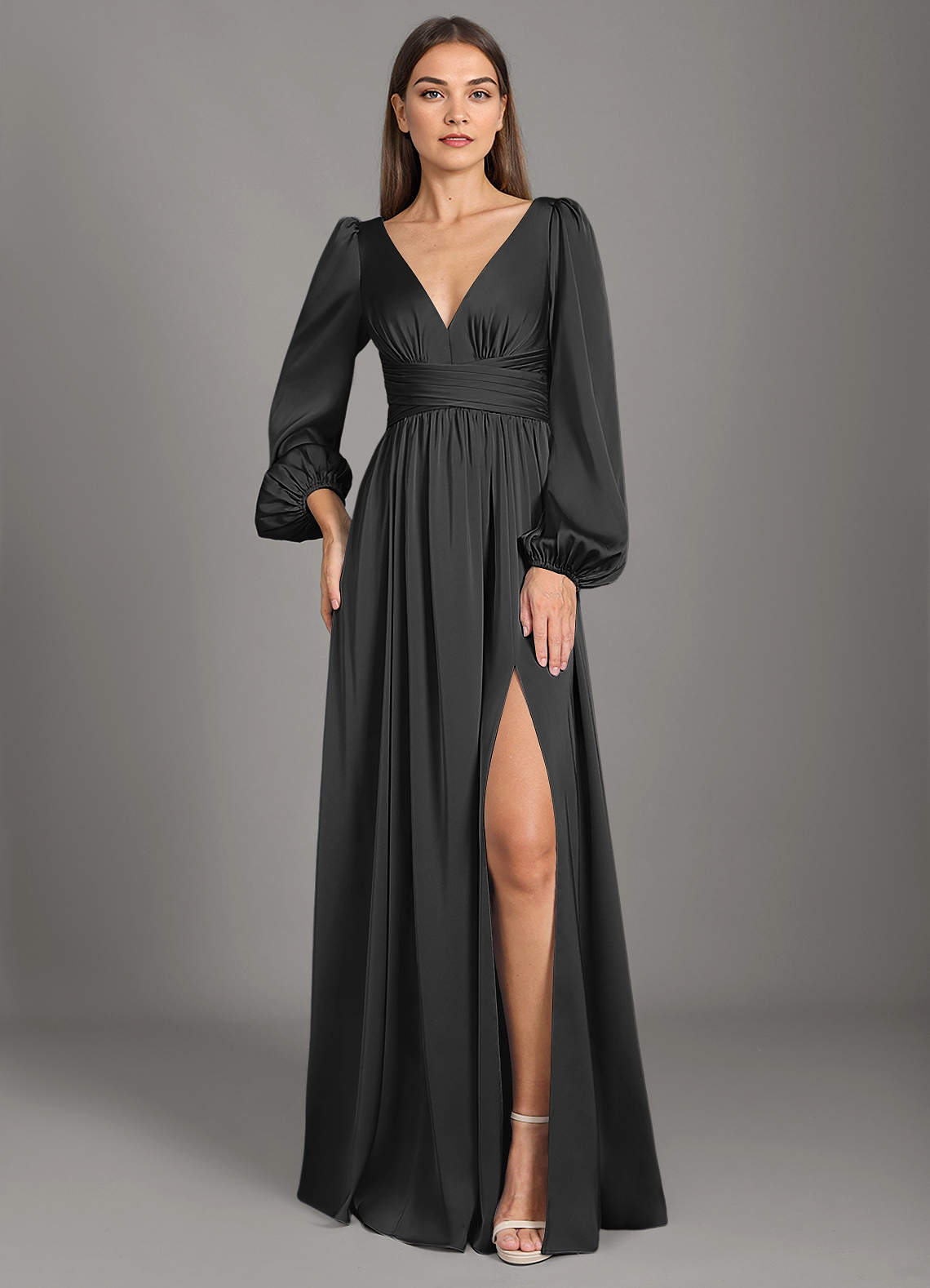 Black silk bridesmaid dresses best sale