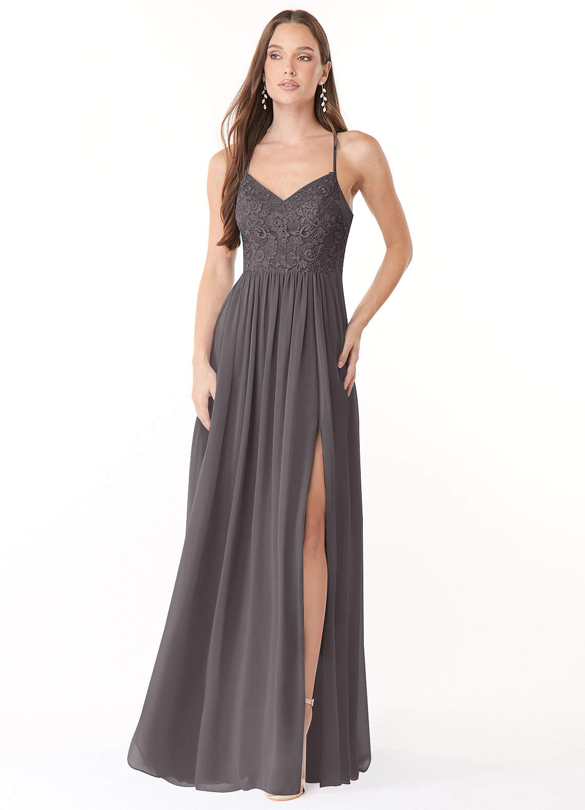 Charcoal Grey Lace Bridesmaid Dresses