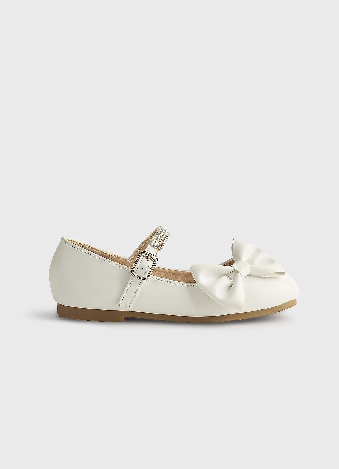 front Bow and Gliter Girls Flat Shoes