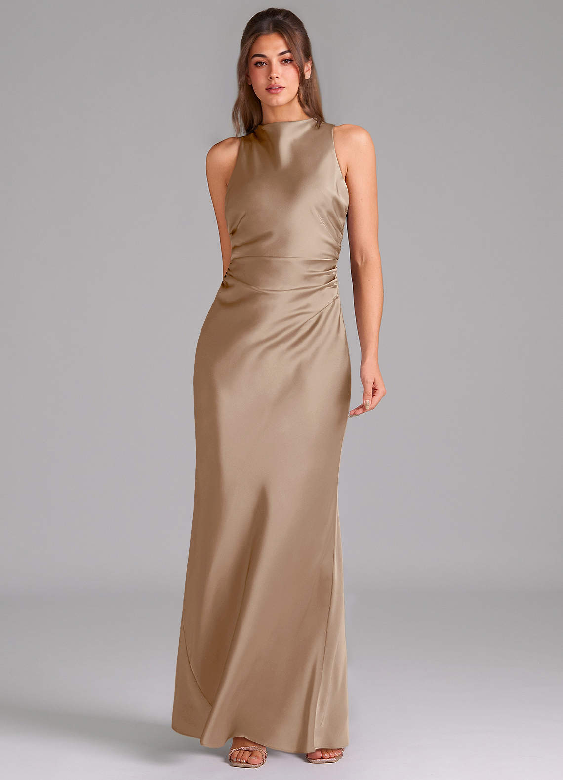 tan silk bridesmaid dresses Meg Platinum Clean & Modern Bridesmaid Dress main image 1