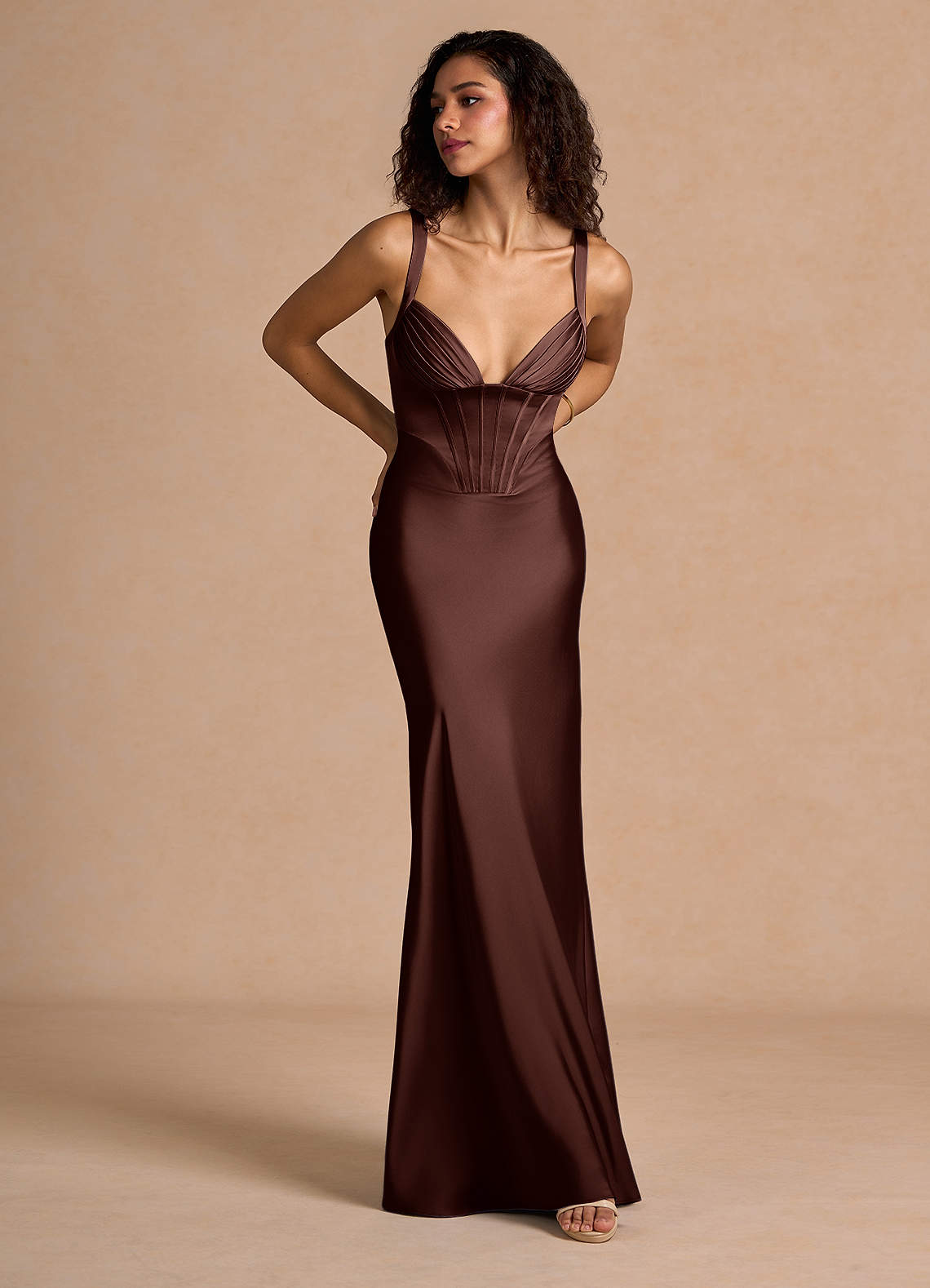 Ainsley Mocha Coco Maxi Dress Ready to Ship | Azazie