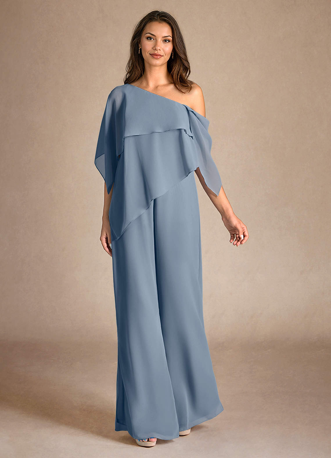 Azazie Halima Abiti per la Madre della Sposa Abito Tuta Pantaloni in Chiffon Spacco Laterale Crepuscolo image3