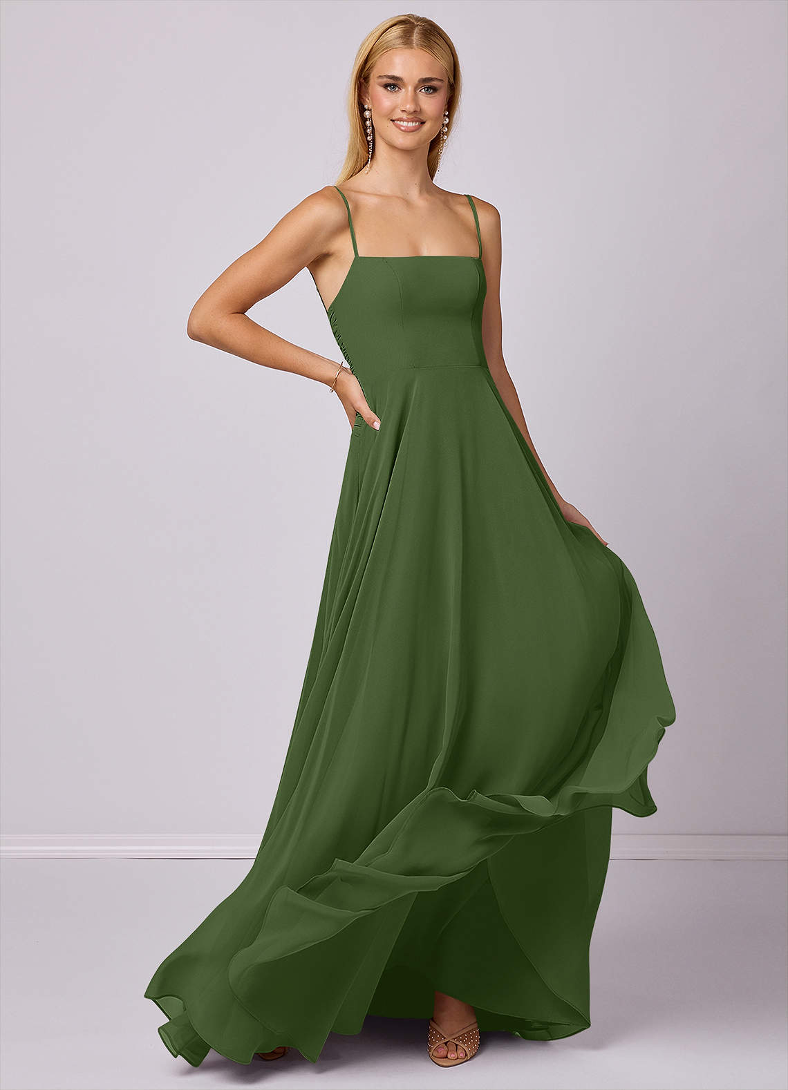 Barbie ♥ Azazie Bridesmaid Dresses Olive A-Line Chiffon Dress image2