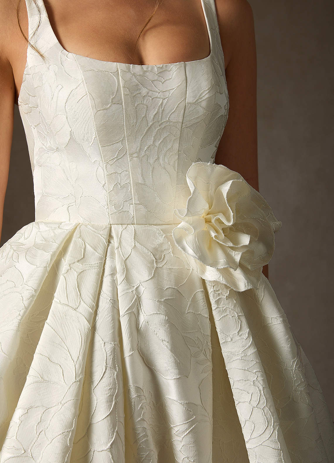 Azazie Ruby Wedding Dresses Antique White Ball-Gown with Pockets Floral Jacquard Dress image7