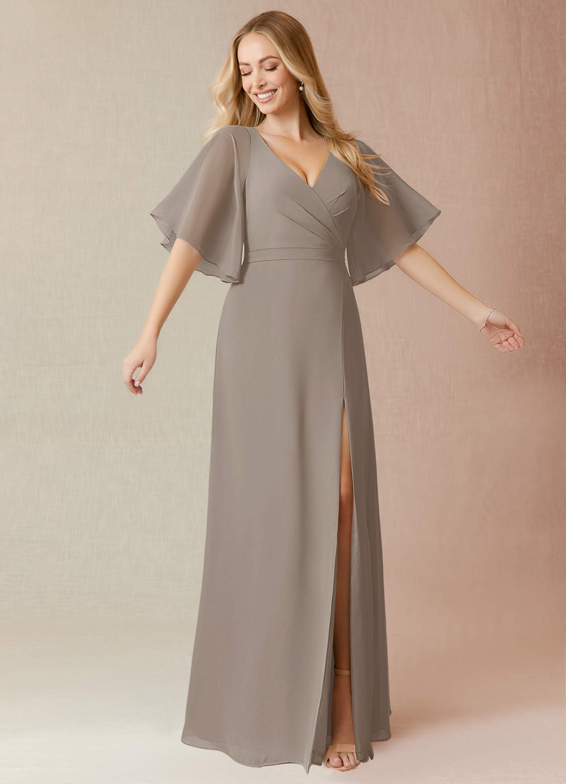 Azazie sales taupe dress