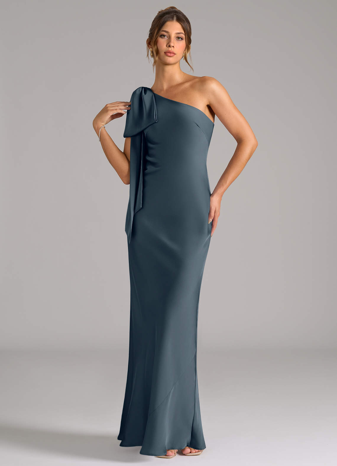 Azazie Capri Twilight Stretch Satin Bridesmaid Dresses | Azazie