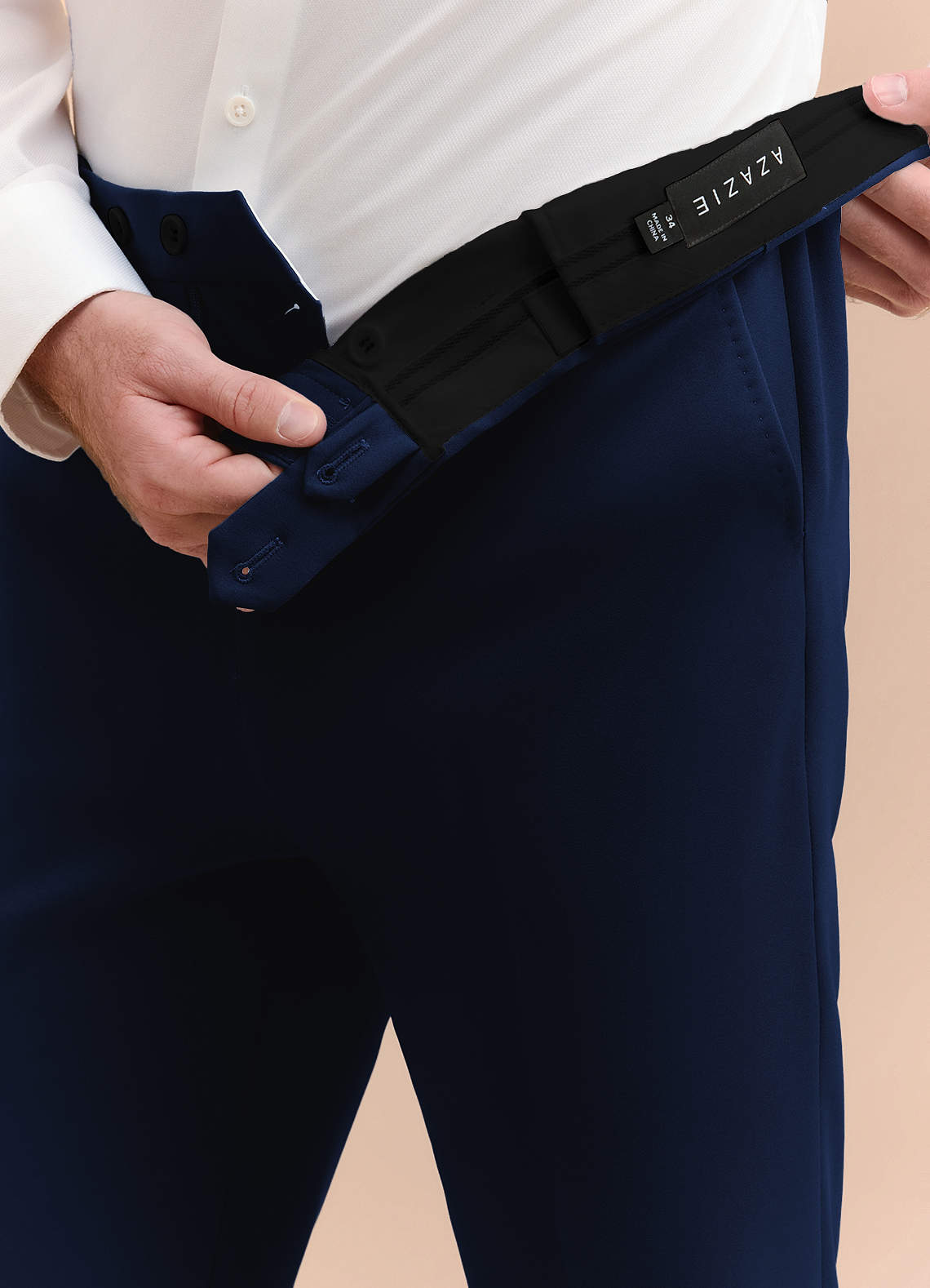 front James Blue Structured Stretch Dress Pants