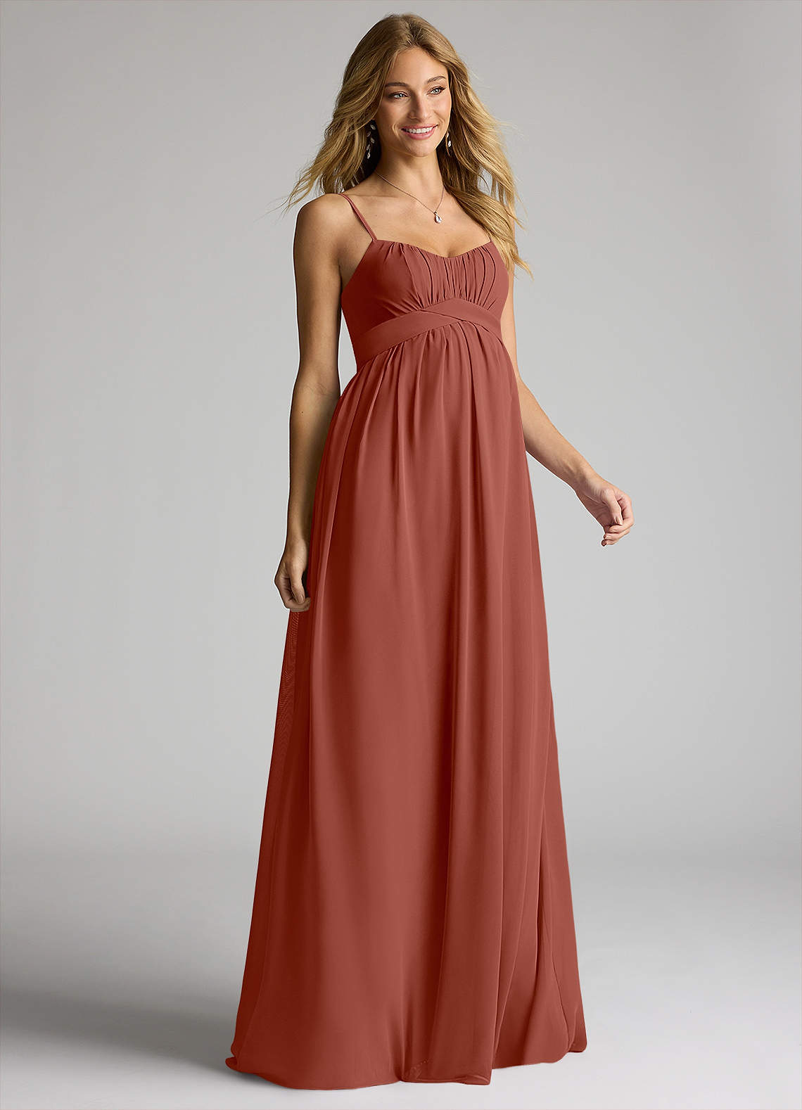 Azazie Llana Vestidos de dama de honra para maternidade Vestido Linha A Comprimento do chão Chiffon image1