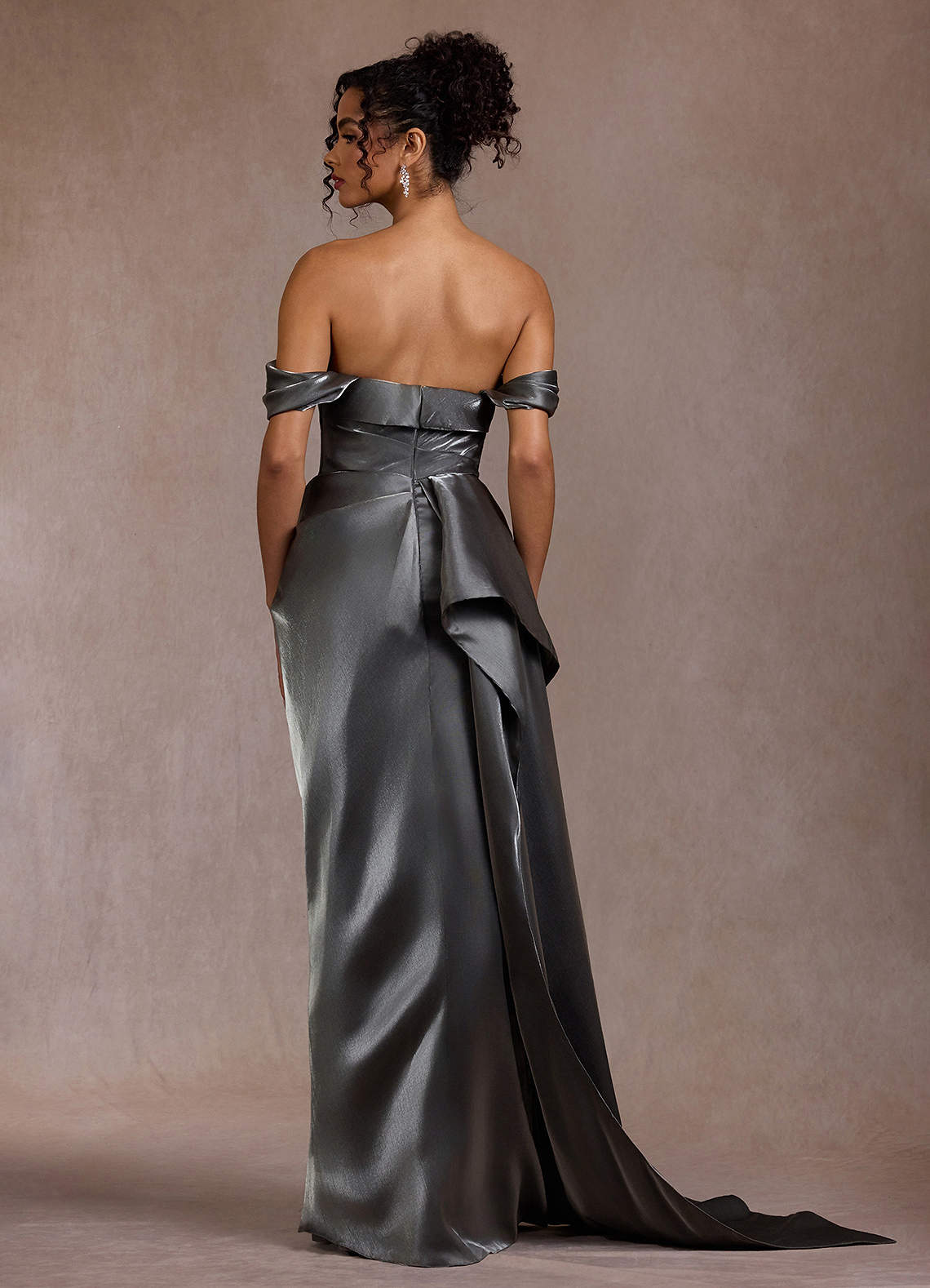 gunmetal grey wedding dress Grey Gunmetal Swirl Embellished Mini Dress 4 main image 0