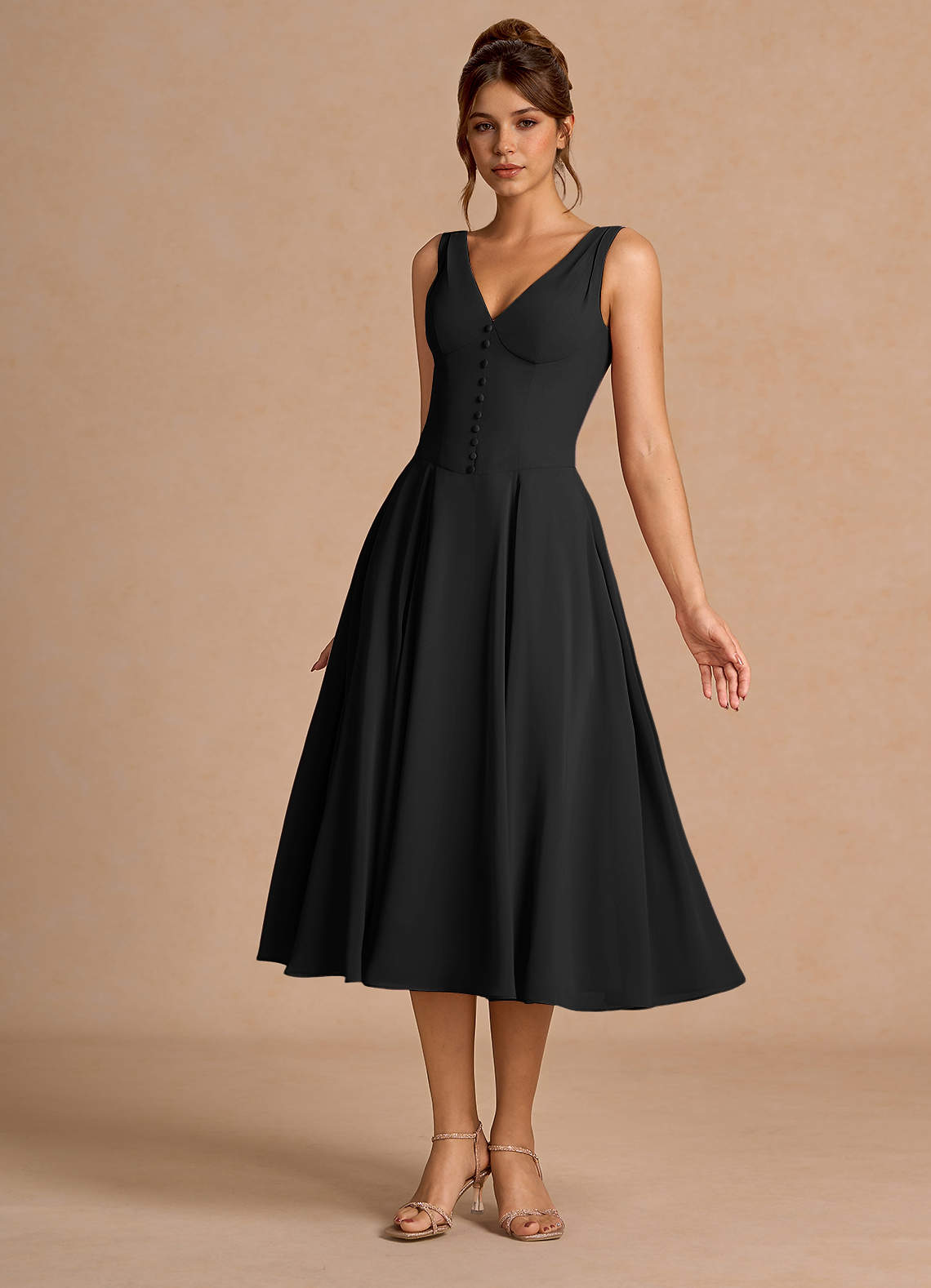 Delyla Black Button-up Midi Dress image2