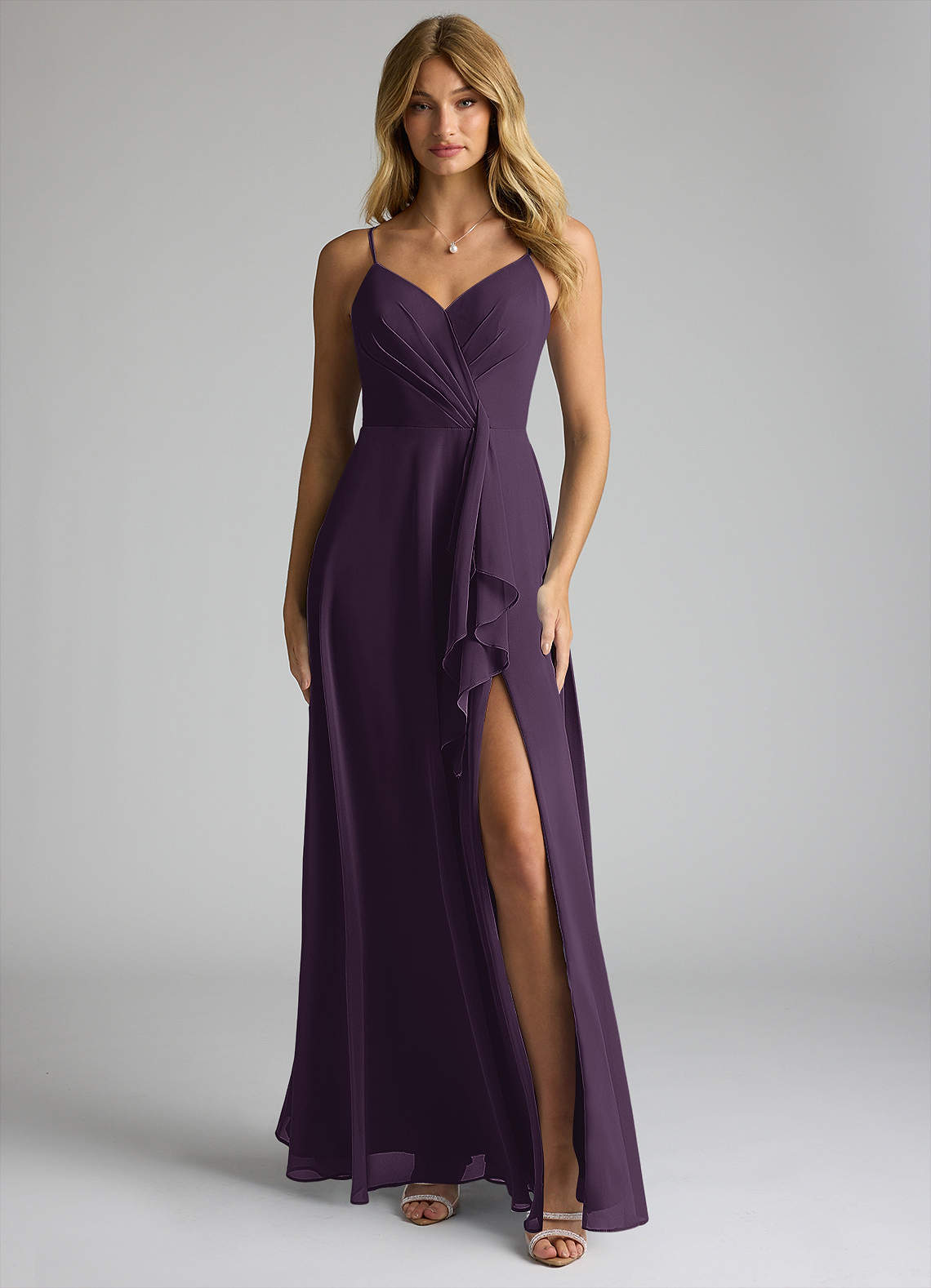 Azazie Akita Bridesmaid Dresses Plum A-Line Chiffon Dress image1