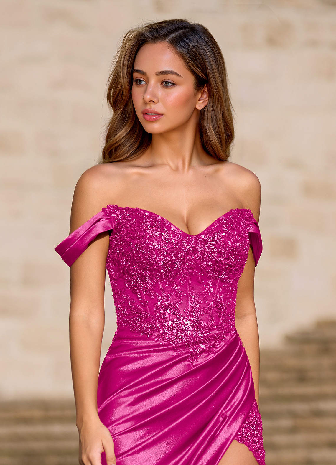 fitted lace wedding dress Success Stride Magenta Blazer Dress – Ellaé Lisqué main image 1