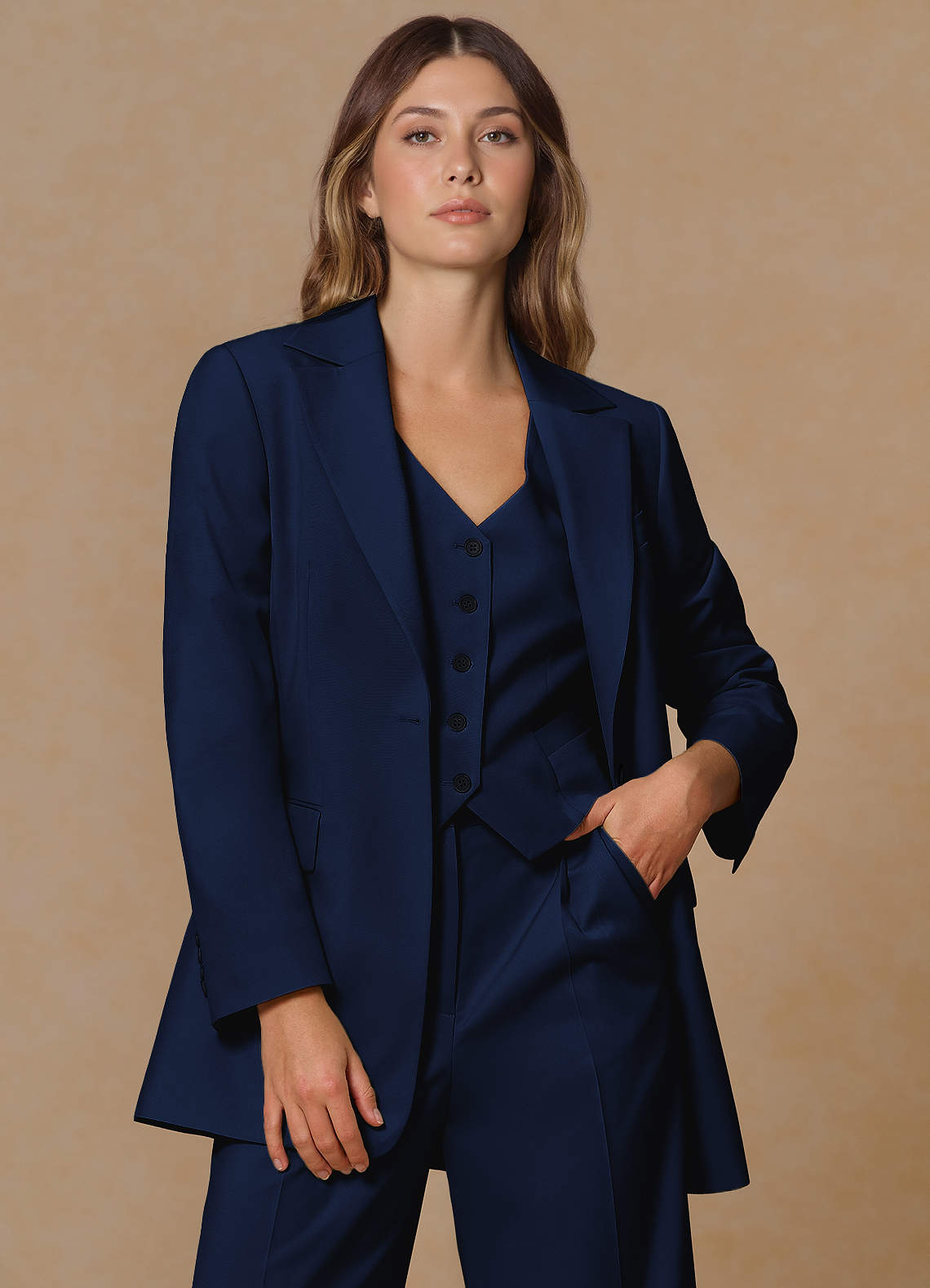 front Rowan Blue Refined Weave Performance blazer
