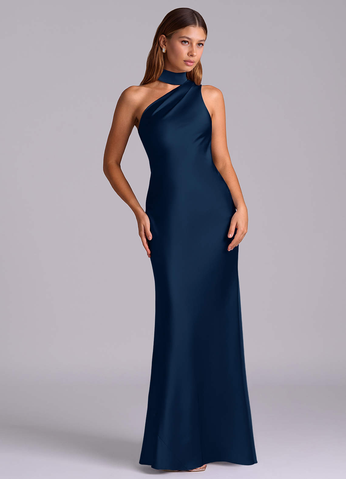 Azazie Seona Dark Navy Stretch Satin Bridesmaid Dresses | Azazie Azazie Seona Dark Navy Stretch Satin Bridesmaid Dresses | Azazie