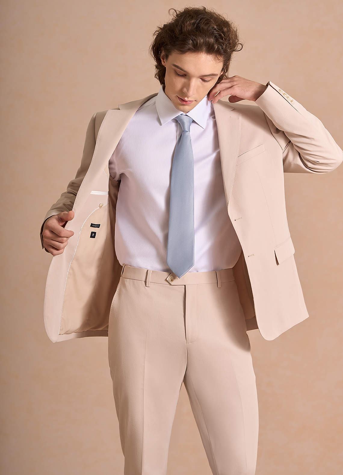 front Carter Tan Cotton Linen Blend Suit Jacket