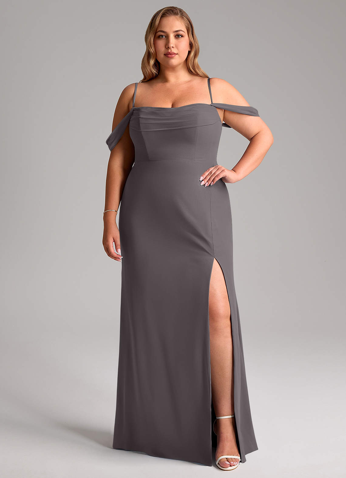 evening dresses in petite sizes Sheath-Column Maxi Chiffon Bridesmaid Dresses COCOMELODY CB0855 main image 1