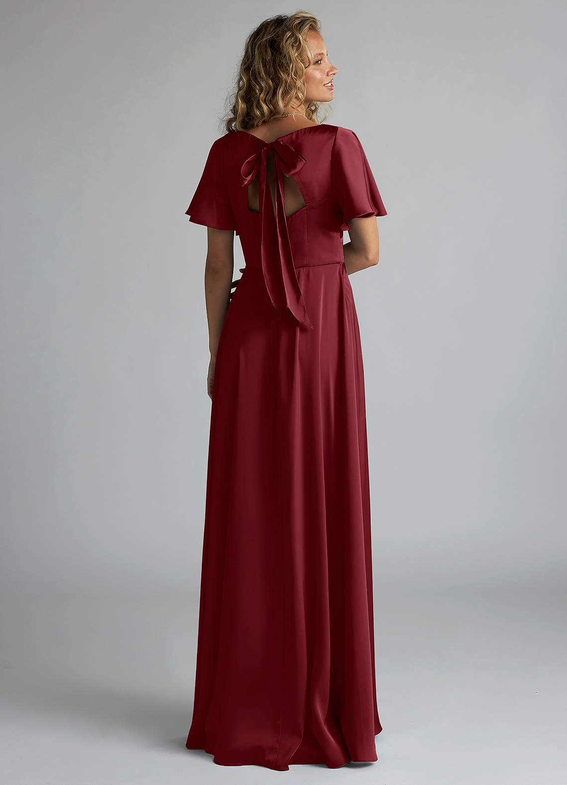 Sweetheart A-Line Ruched Chiffon Dress Cabernet main image 0