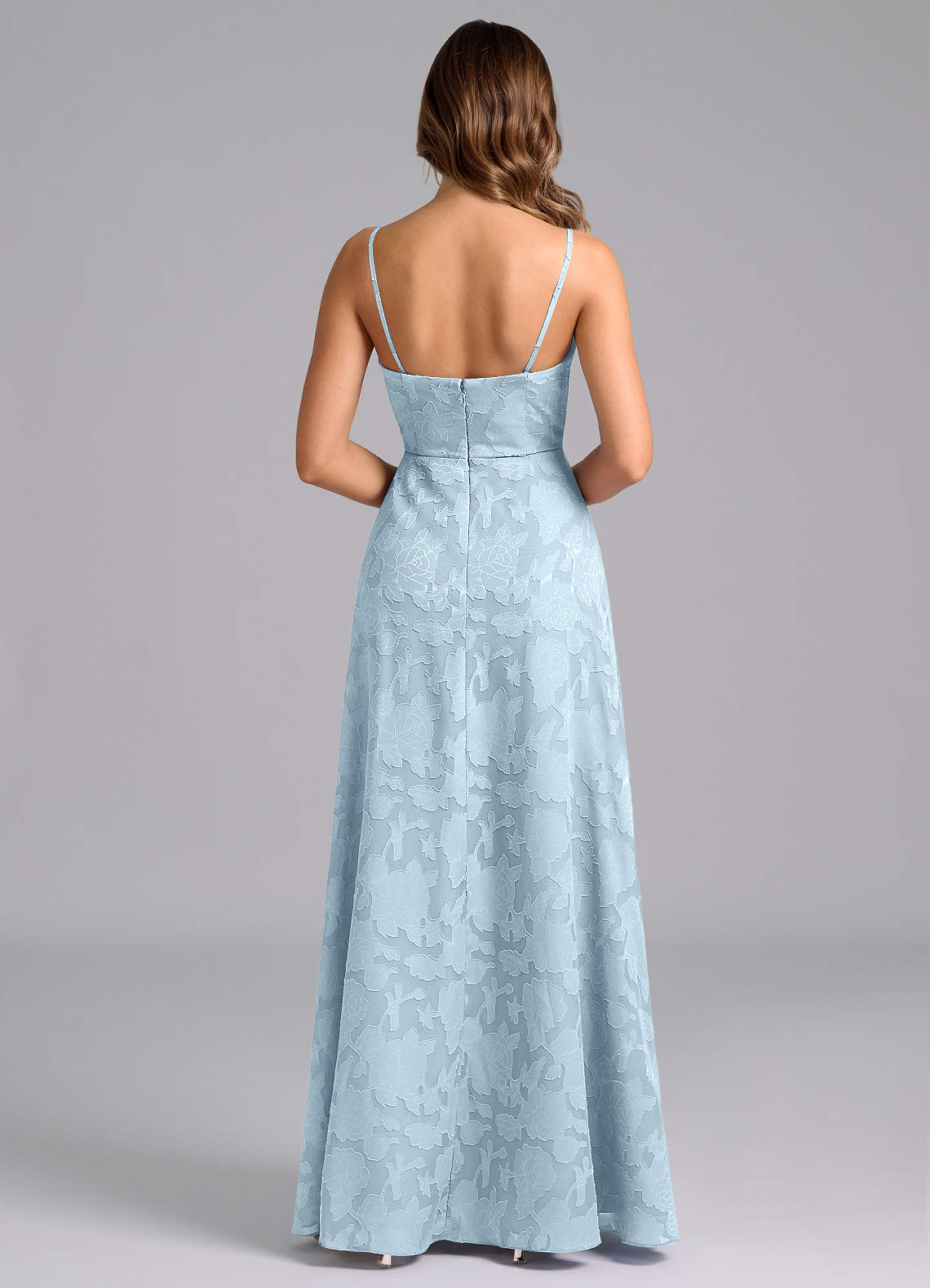 Azazie Wren Bridesmaid Dresses Sky Blue A-Line Strapless Floral Burnout Dress image5