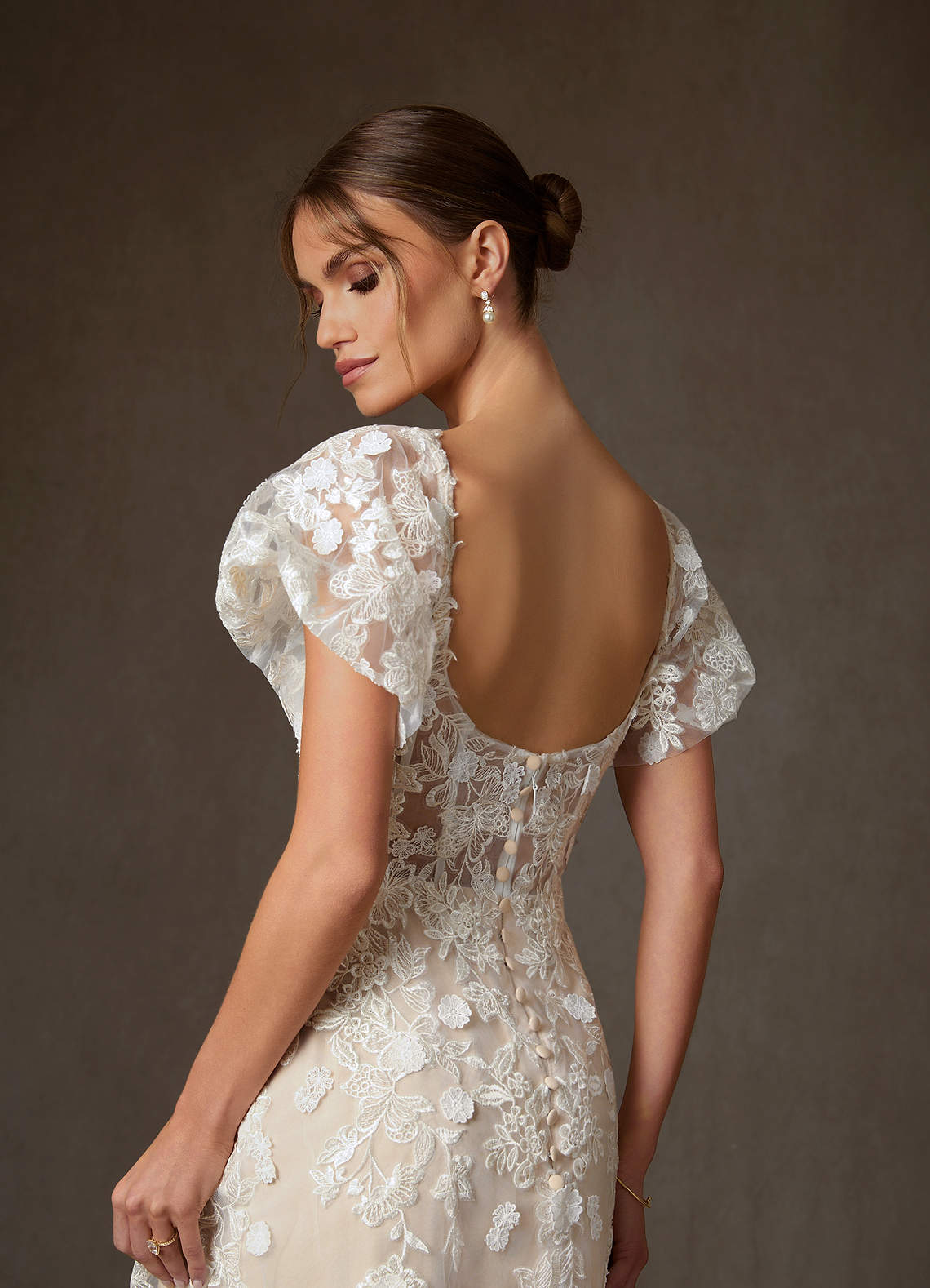 Azazie Vivienne Wedding Dresses Diamond White Champagne A-Line Sweetheart Lace Dress image8