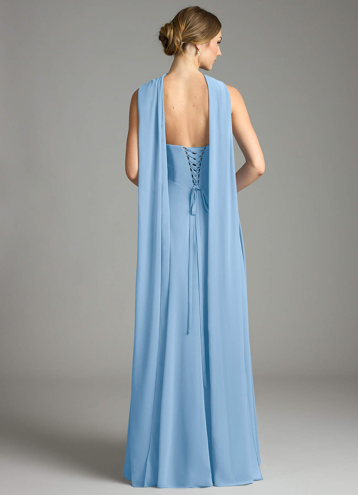 Azazie Ayla Abiti da Damigella Abito A-Line in Chiffon Scollo a Cuore Azzurro Polvere image9