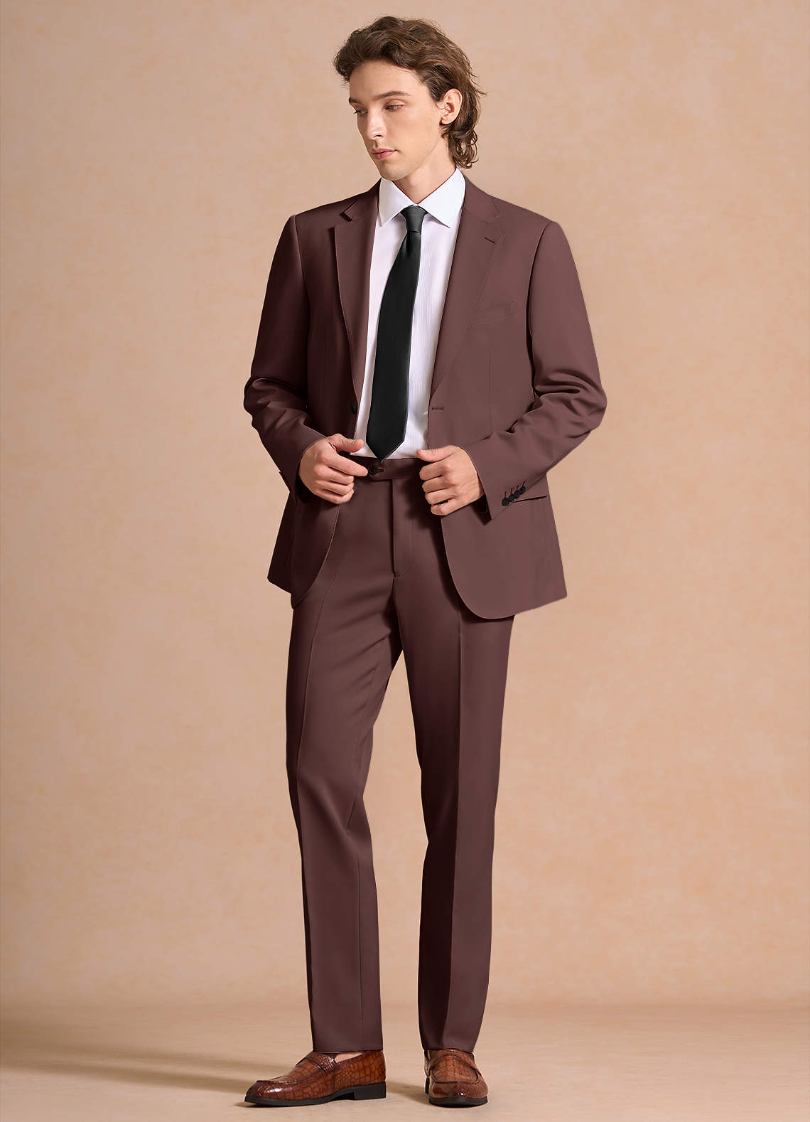 front James Espresso Structured Stretch Suit