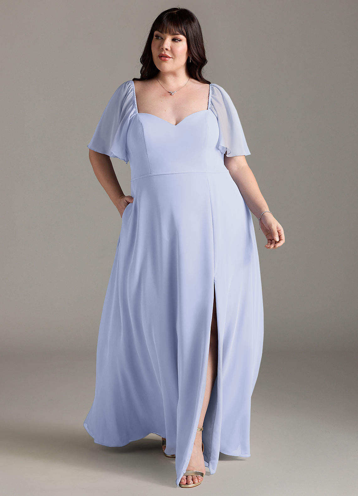 Azazie Chloe Bridesmaid Dresses Lavender A-Line Sweetheart Neckline Chiffon Dress image1