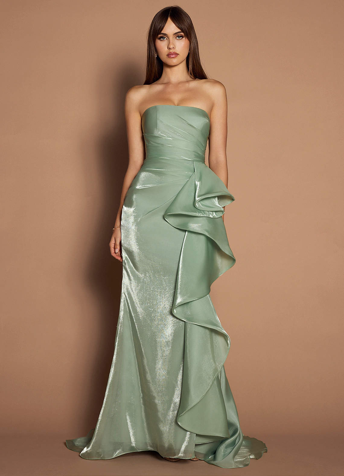 Cressidia Sage Strapless Gown Ready to Ship | Azazie DE