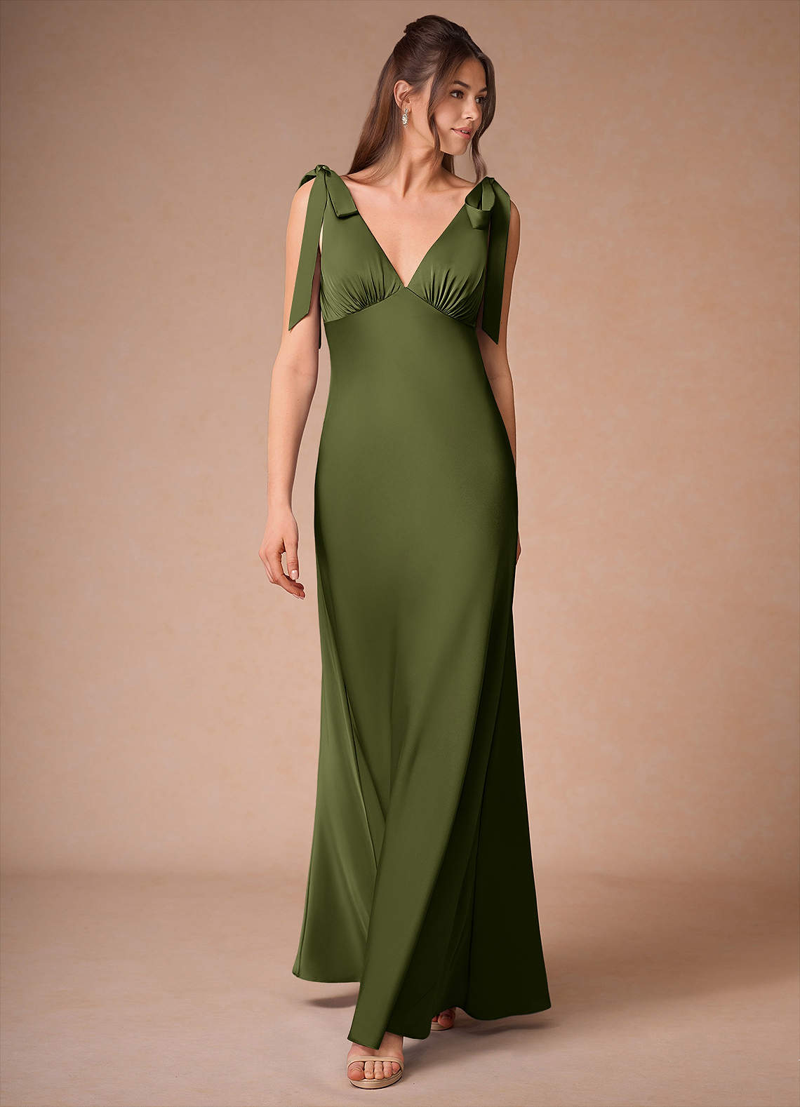 dresses olive green colour Rosalba Maxi Dress length Back Details