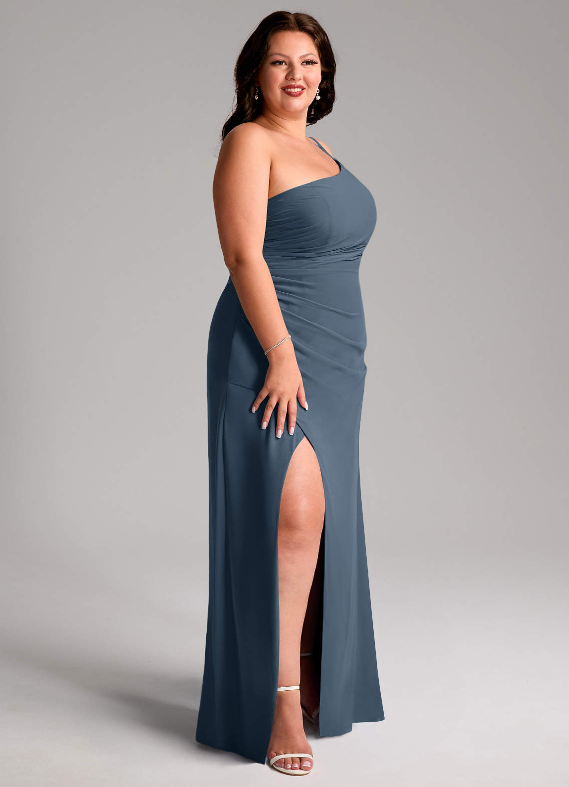 Azazie Eren Bridesmaid Dresses Neptune Sheath One Shoulder Chiffon Dress image1