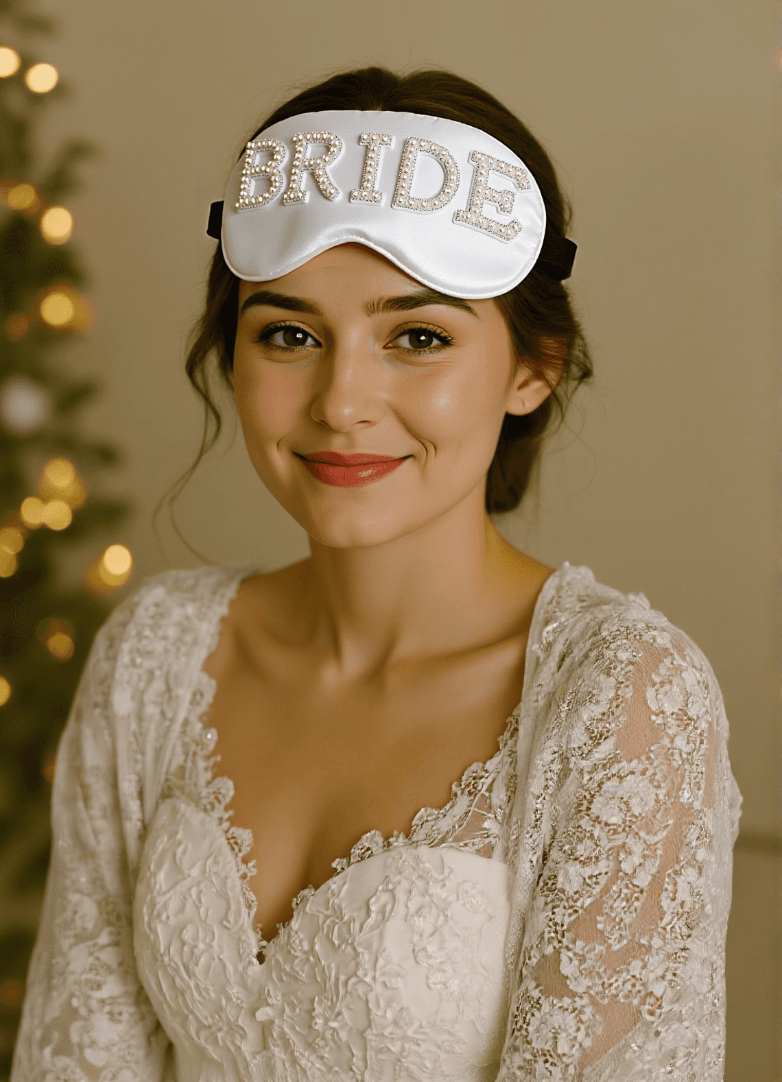 front Bride & Wifey Pearl Rhinestone Sleep Mask
