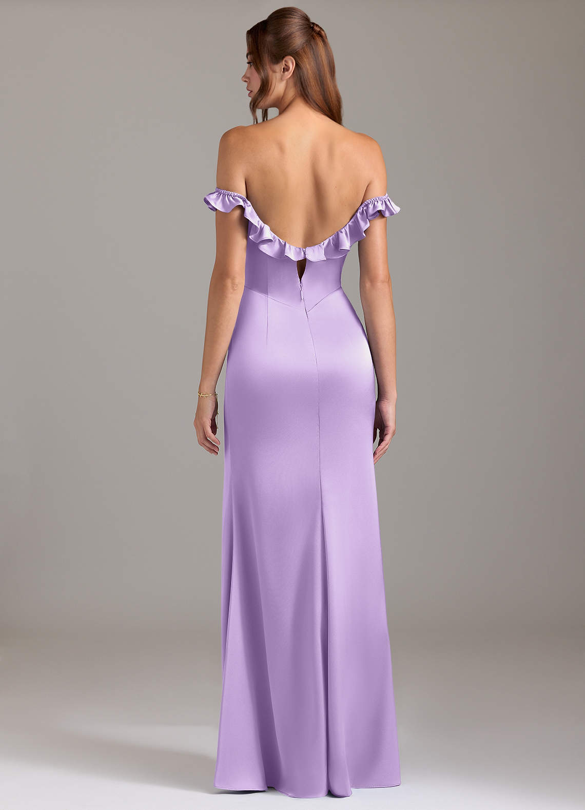 Azazie Callie Robes de demoiselle d'honneur Robe Trapèze Convertible en Satin extensible Rayé Lilas image6