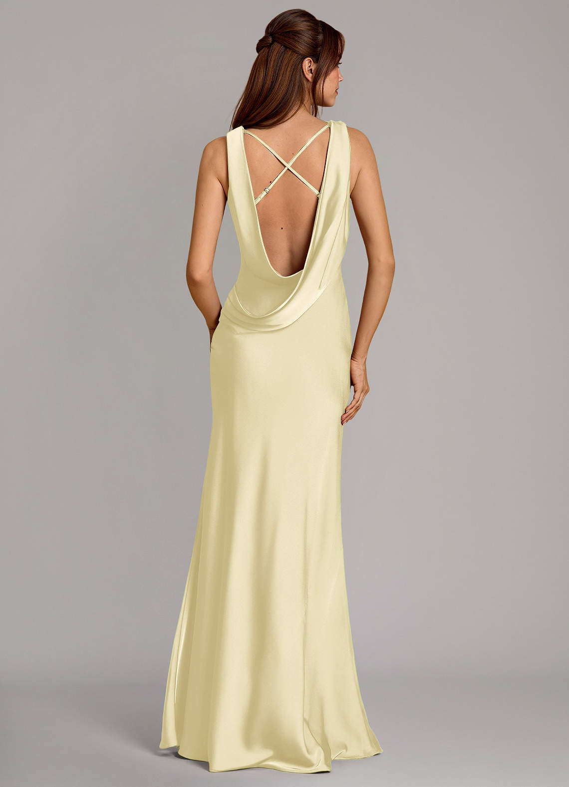 Azazie Cheryl Vestidos de damas de honor Vestido de Sorbete De Limón de Satén Elástico de Corte Sirena image3